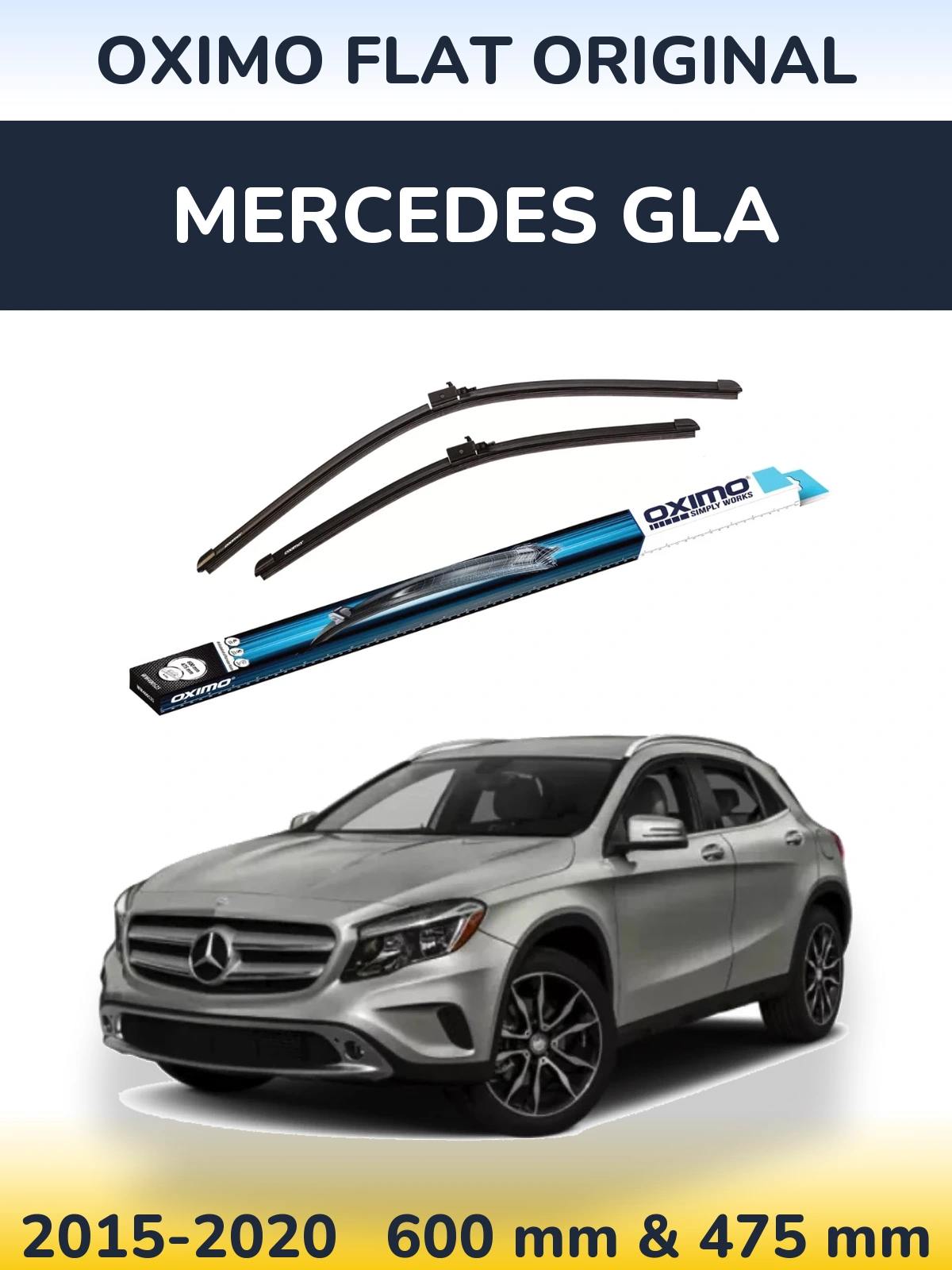 Комплект передних дворников Oximo Flat Original 600 & 475 мм для Mercedes GLA 2015-2020