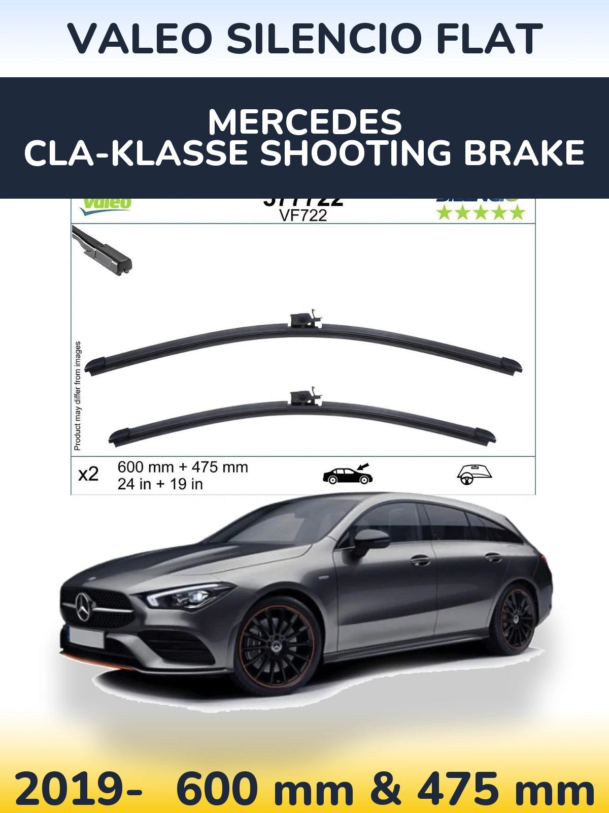Ștergătoare Valeo Silencio Flat pentru Mercedes CLA-Klasse Shooting Brake