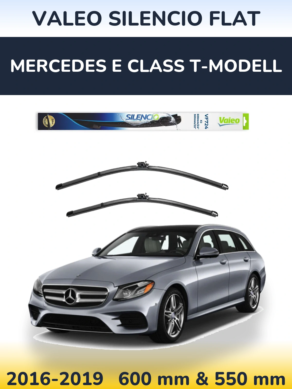 Комплект передних дворников Valeo Silencio Flat 600 & 550 мм для Mercedes E Class T-Модельl 2016-2019