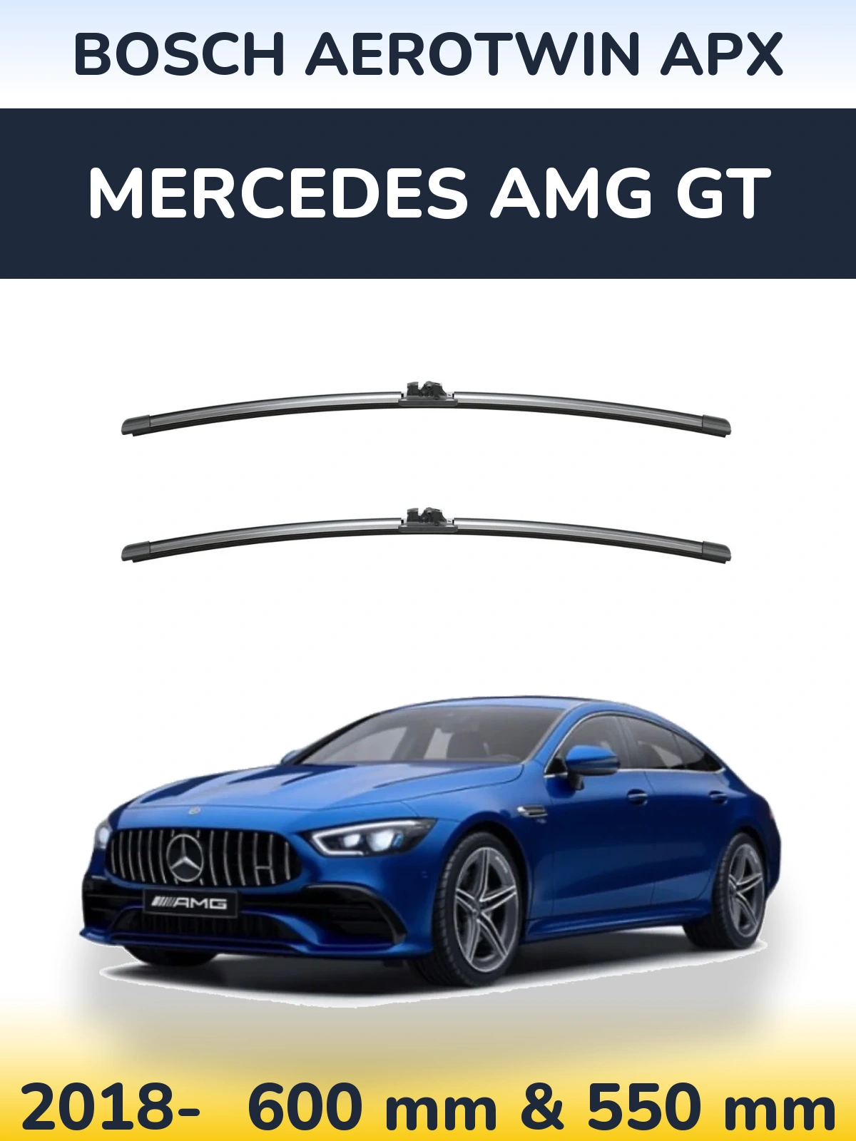 Комплект передних дворников BOSCH AeroTwin APX 600 & 550 мм для Mercedes AMG GT 2018-2026
