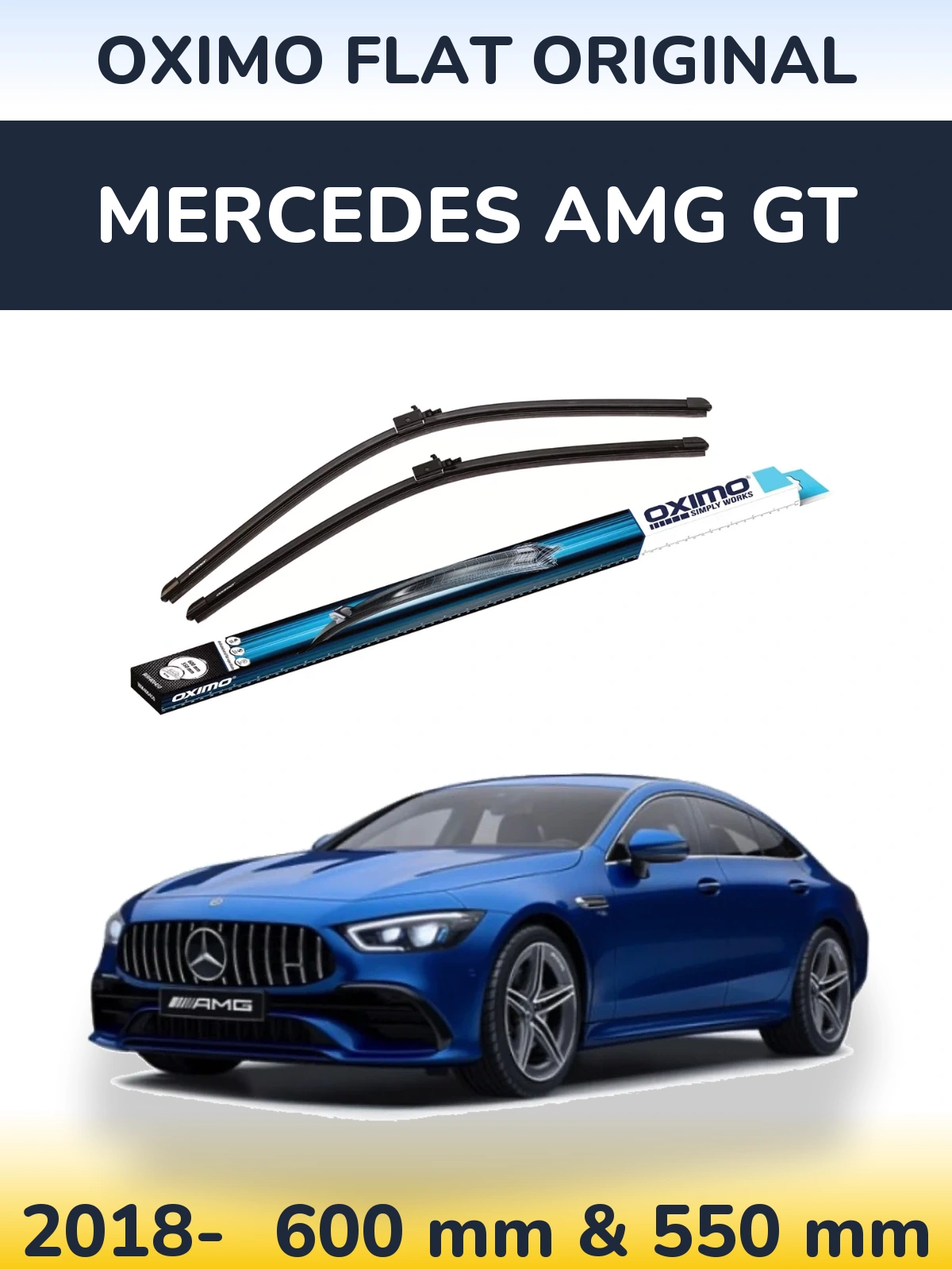 Комплект передних дворников Oximo Flat Original 600 & 550 мм для Mercedes AMG GT 2018-2026