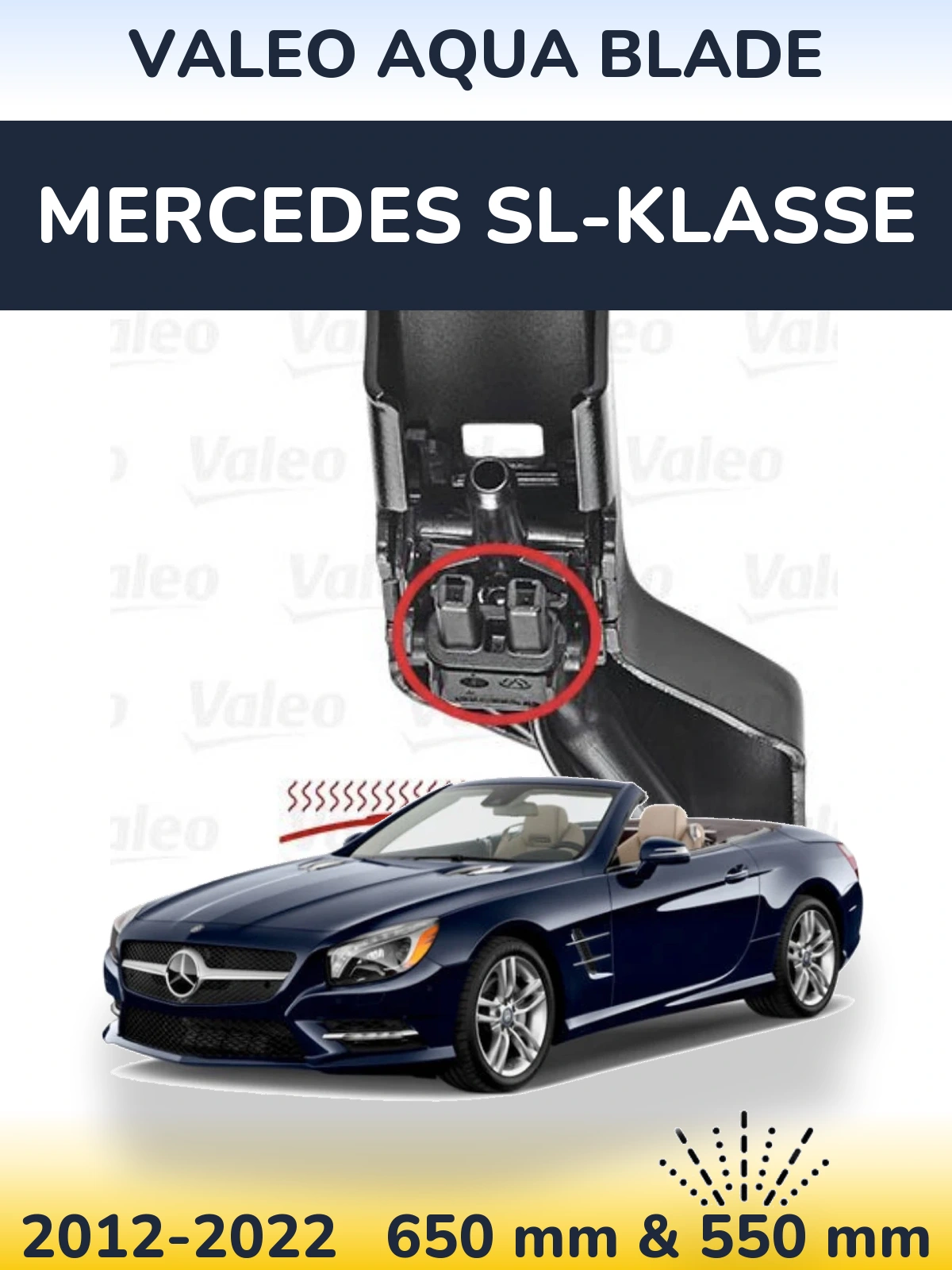 Комплект передних дворников Valeo Aqua Blade 650 & 550 мм для Mercedes SL-Klasse 2012-2022