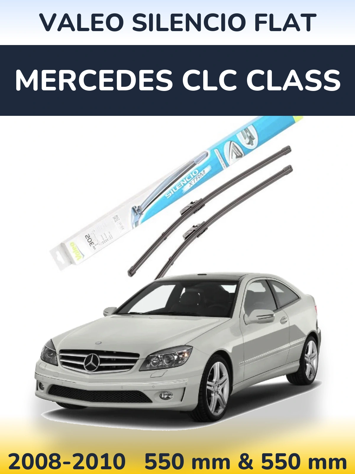 Комплект передних дворников Valeo Silencio Flat 550 & 550 мм для Mercedes CLC Class 2008-2010