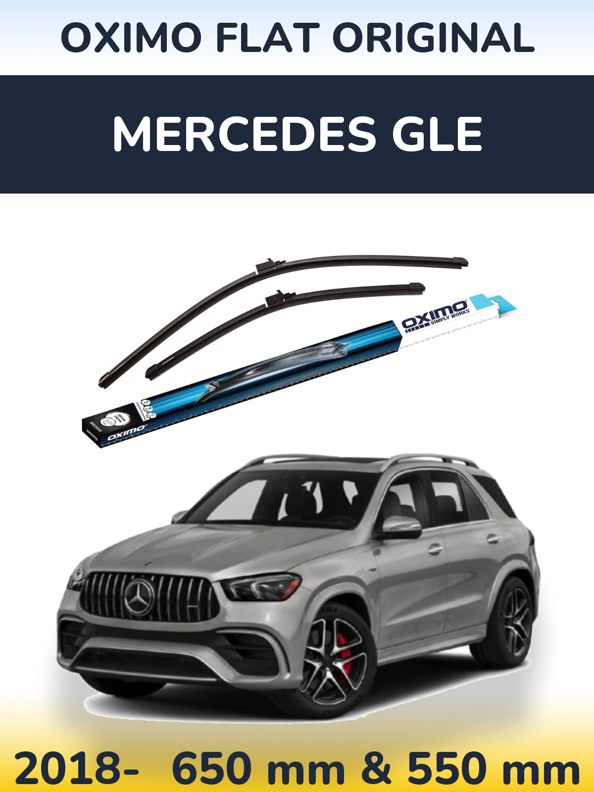Комплект передних дворников Oximo Flat Original 650 & 550 мм для Mercedes GLE 2018-2026