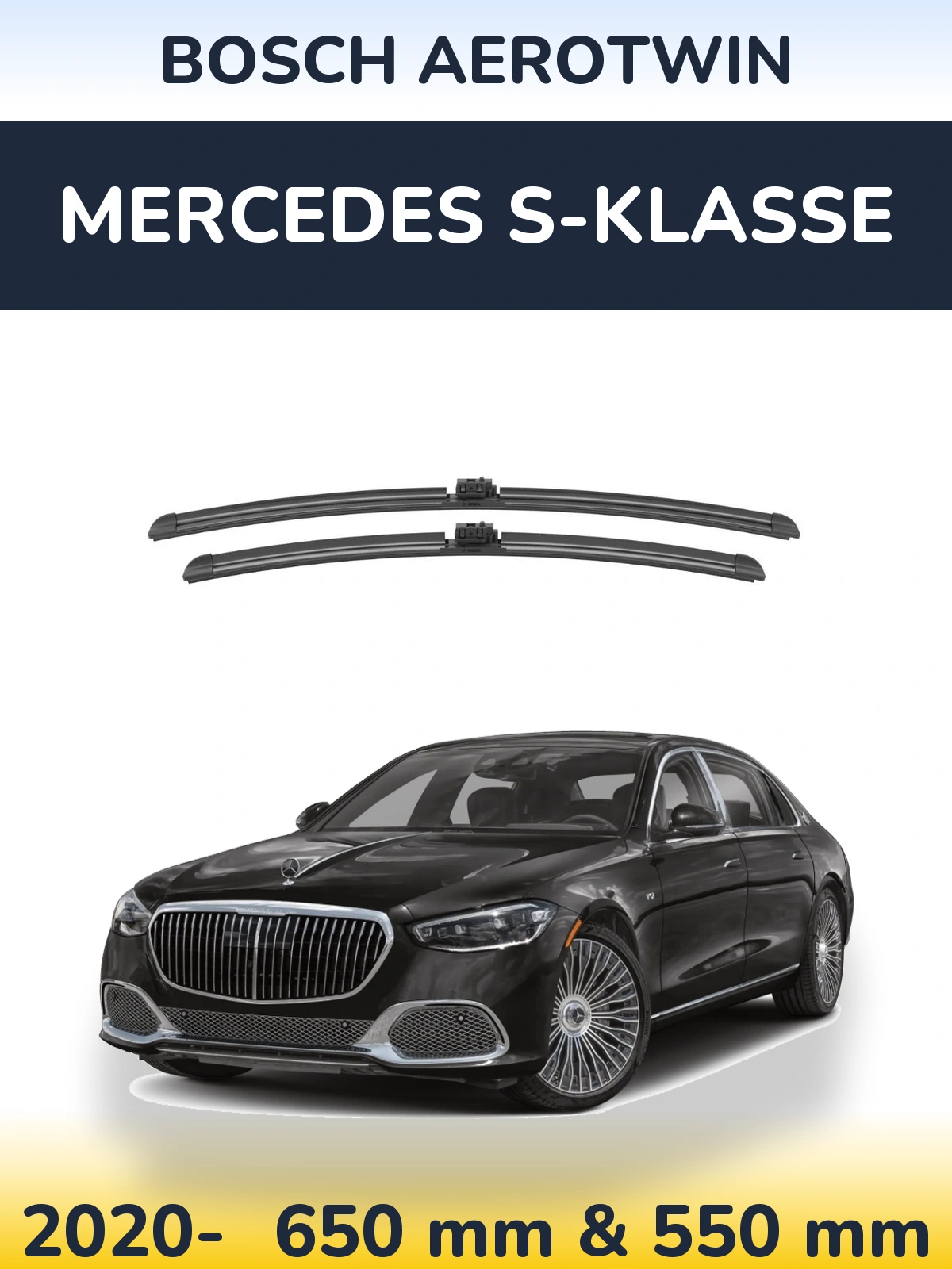 Комплект передних дворников BOSCH AeroTwin 650 & 550 мм для Mercedes S-Klasse 2020-2026