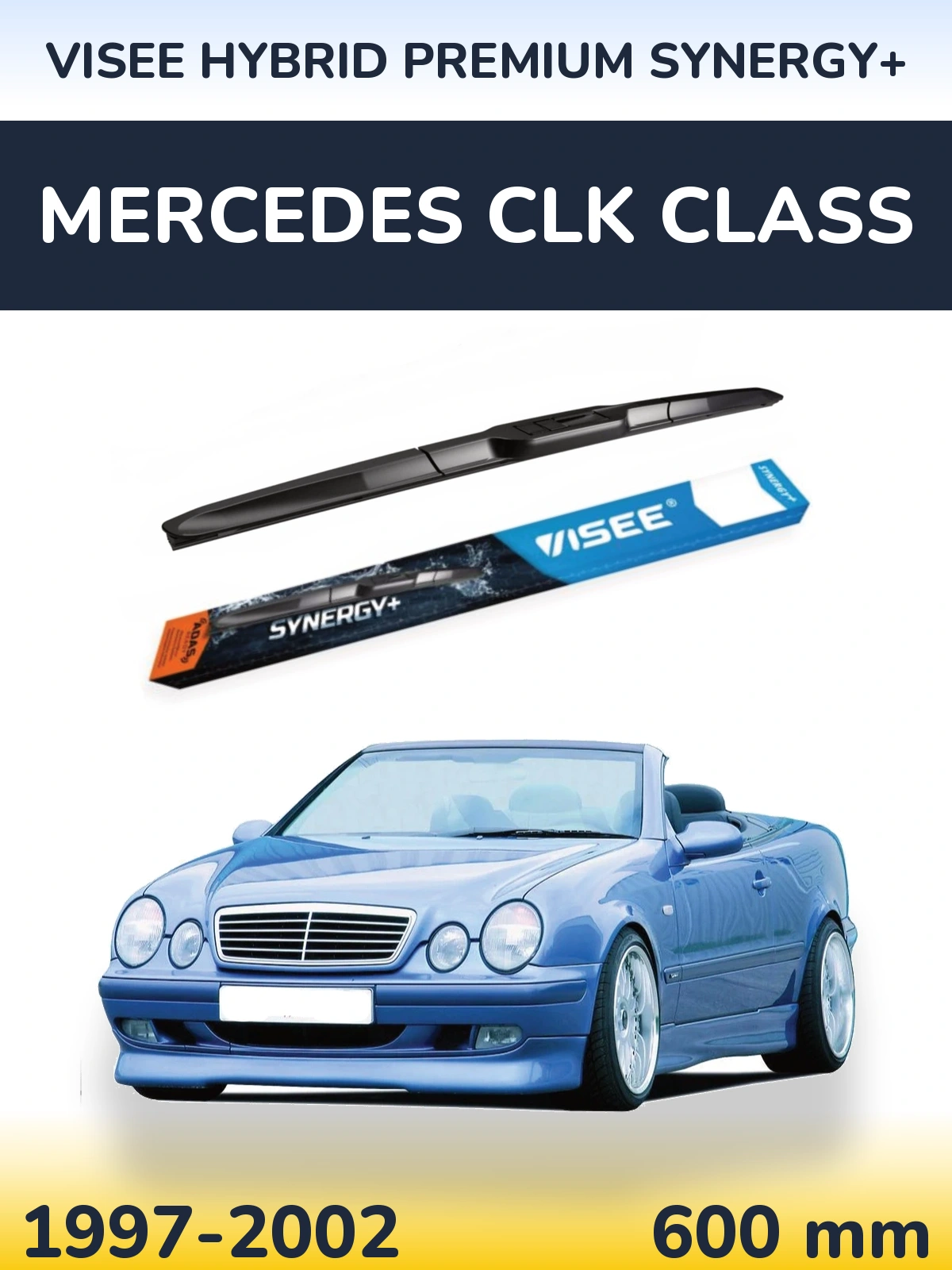 Передний дворник VISEE HYBRID PREMIUM SYNERGY+ 600 мм для Mercedes CLK Class 1997-2002
