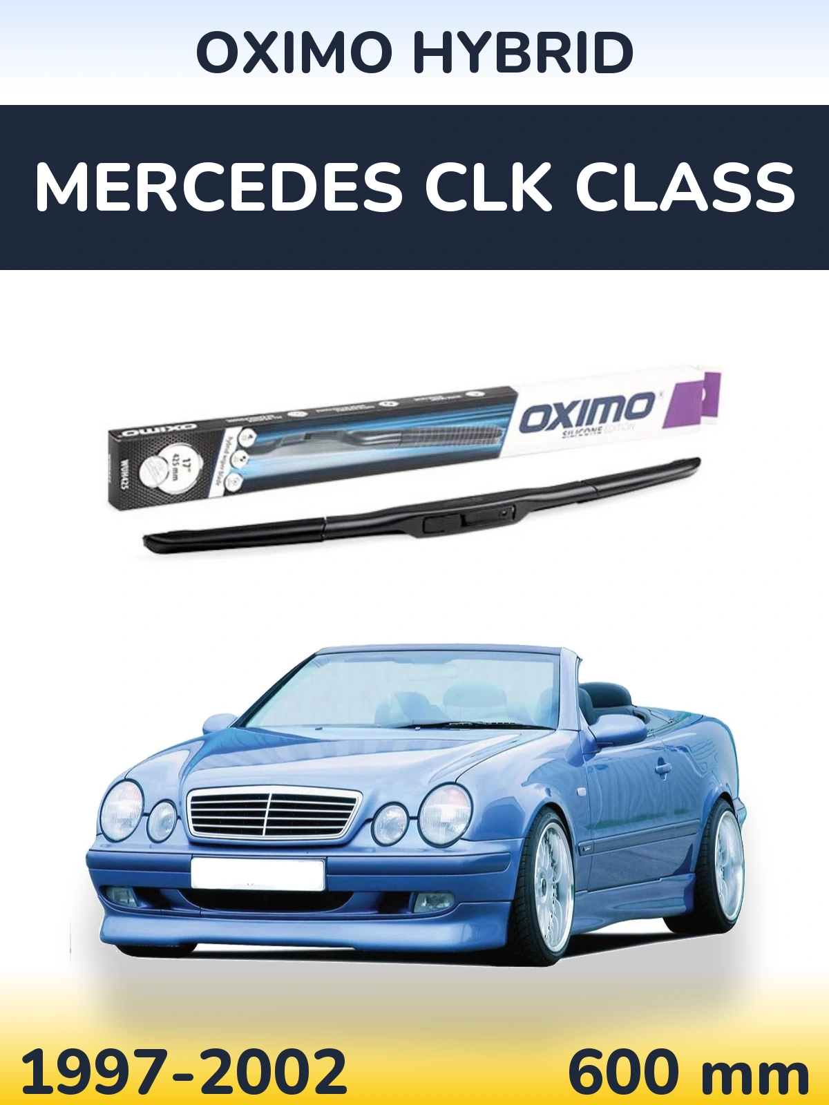 Передний дворник Oximo Hybrid 600 мм для Mercedes CLK Class 1997-2002