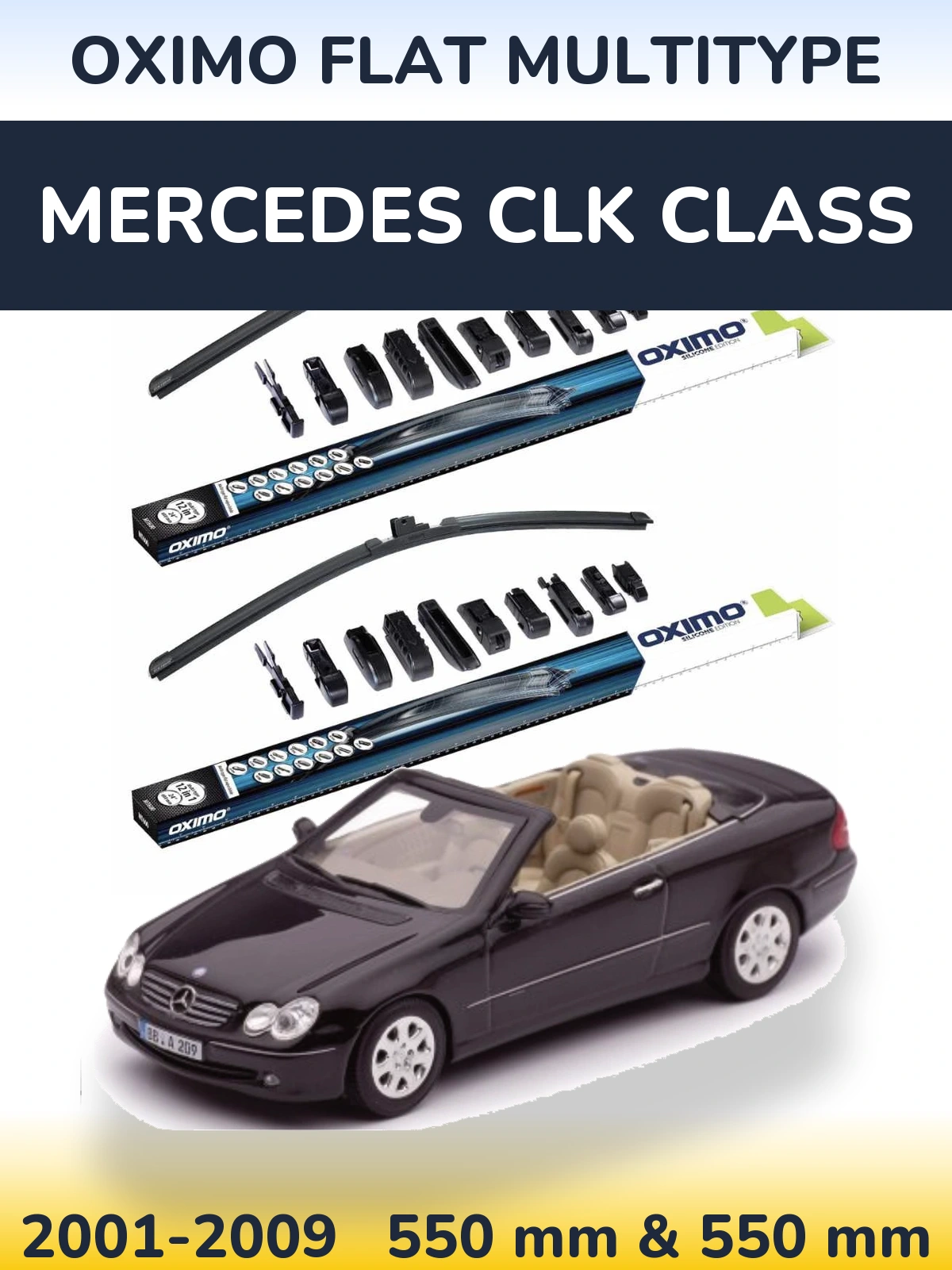 Комплект передних дворников Oximo Flat MultiТипe 550 & 550 мм для Mercedes CLK Class 2001-2009