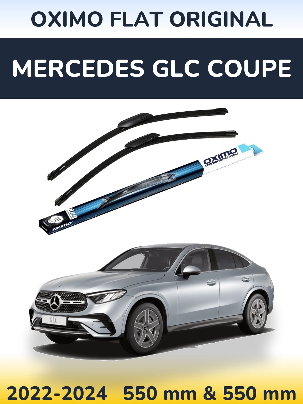 Комплект передних дворников Oximo Flat Original 550 & 550 мм для Mercedes GLC Coupe 2022-2024
