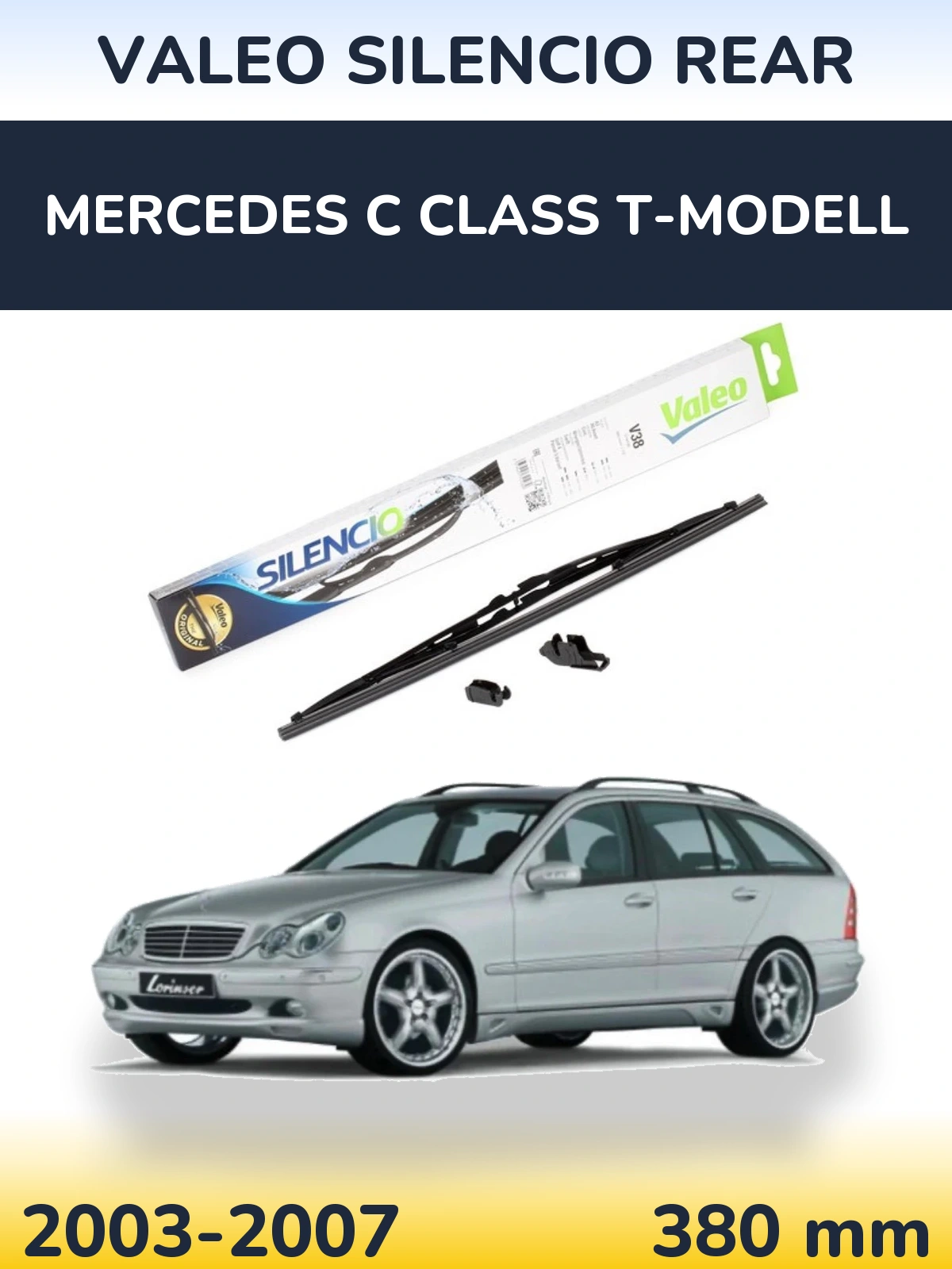Rear wiper blade Valeo Silencio Rear 380 mm for Mercedes C Class T-Modell 2003-2007