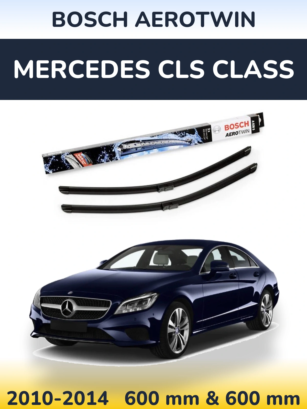 Комплект передних дворников BOSCH AeroTwin 600 & 600 мм для Mercedes CLS Class 2010-2014