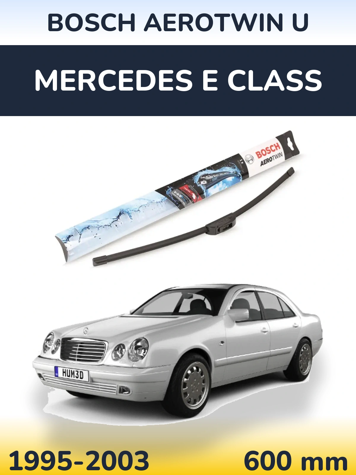 Передний дворник BOSCH AeroTwin U 600 мм для Mercedes E Class 1995-2003