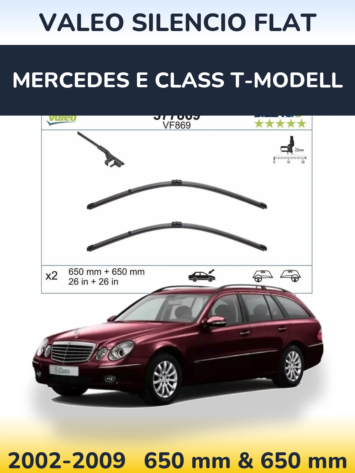 Ștergătoare Valeo Silencio Flat pentru Mercedes E Class T-Modell