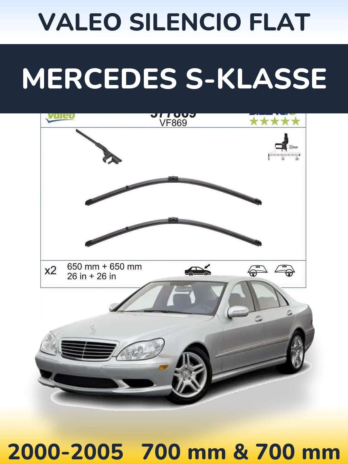Ștergătoare Valeo Silencio Flat pentru Mercedes S-Klasse