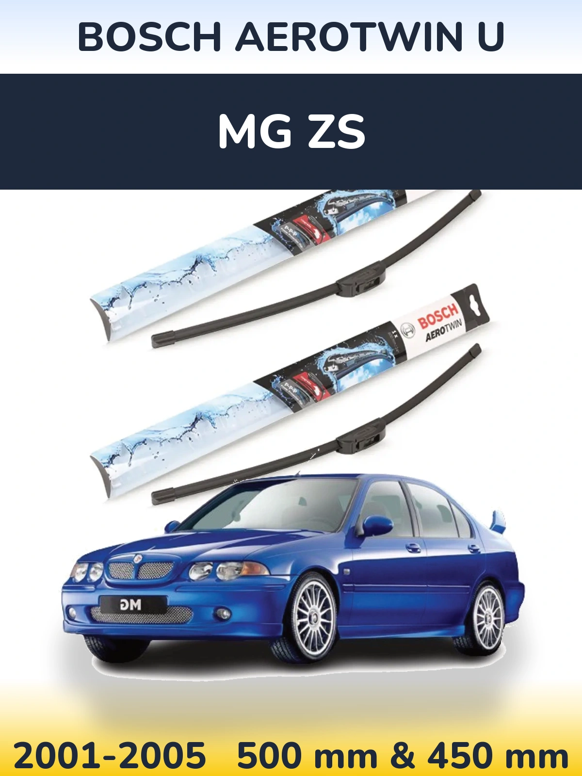 Комплект передних дворников BOSCH AeroTwin U 500 & 450 мм для MG ZS 2001-2005