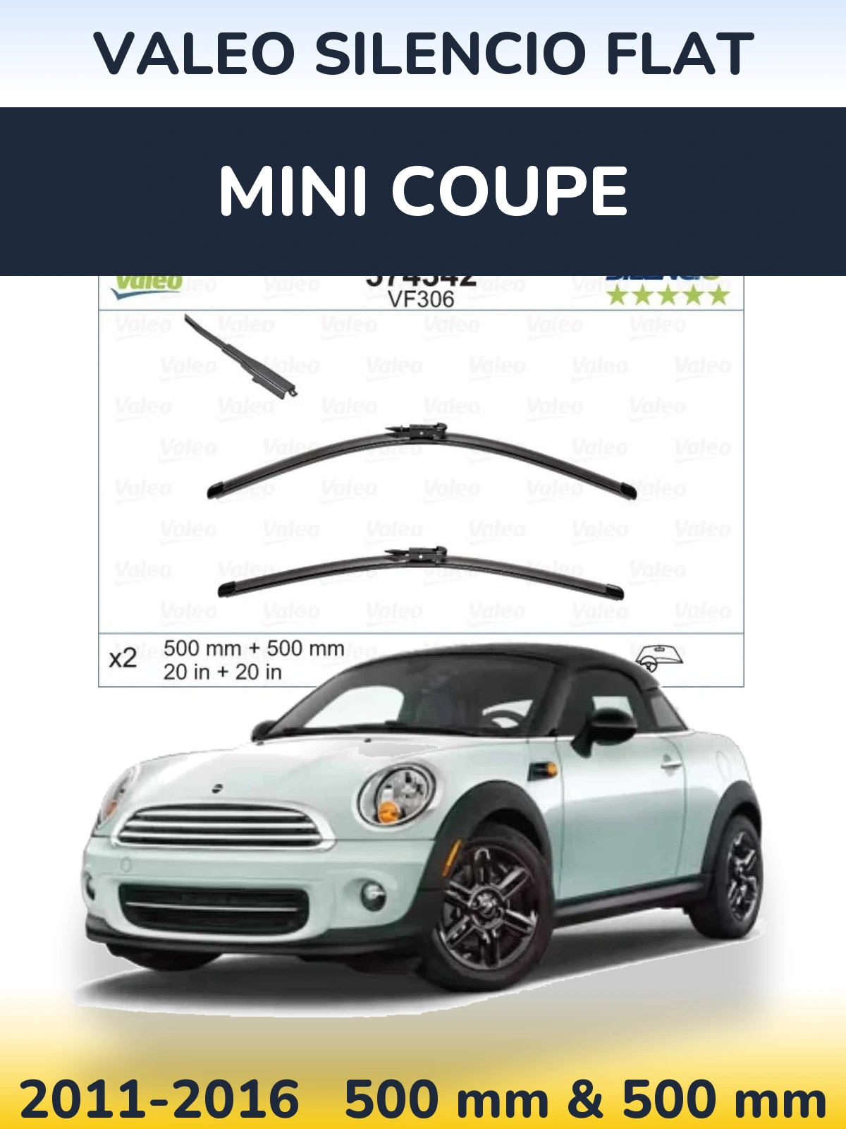 Ștergătoare Valeo Silencio Flat pentru MINI Coupe
