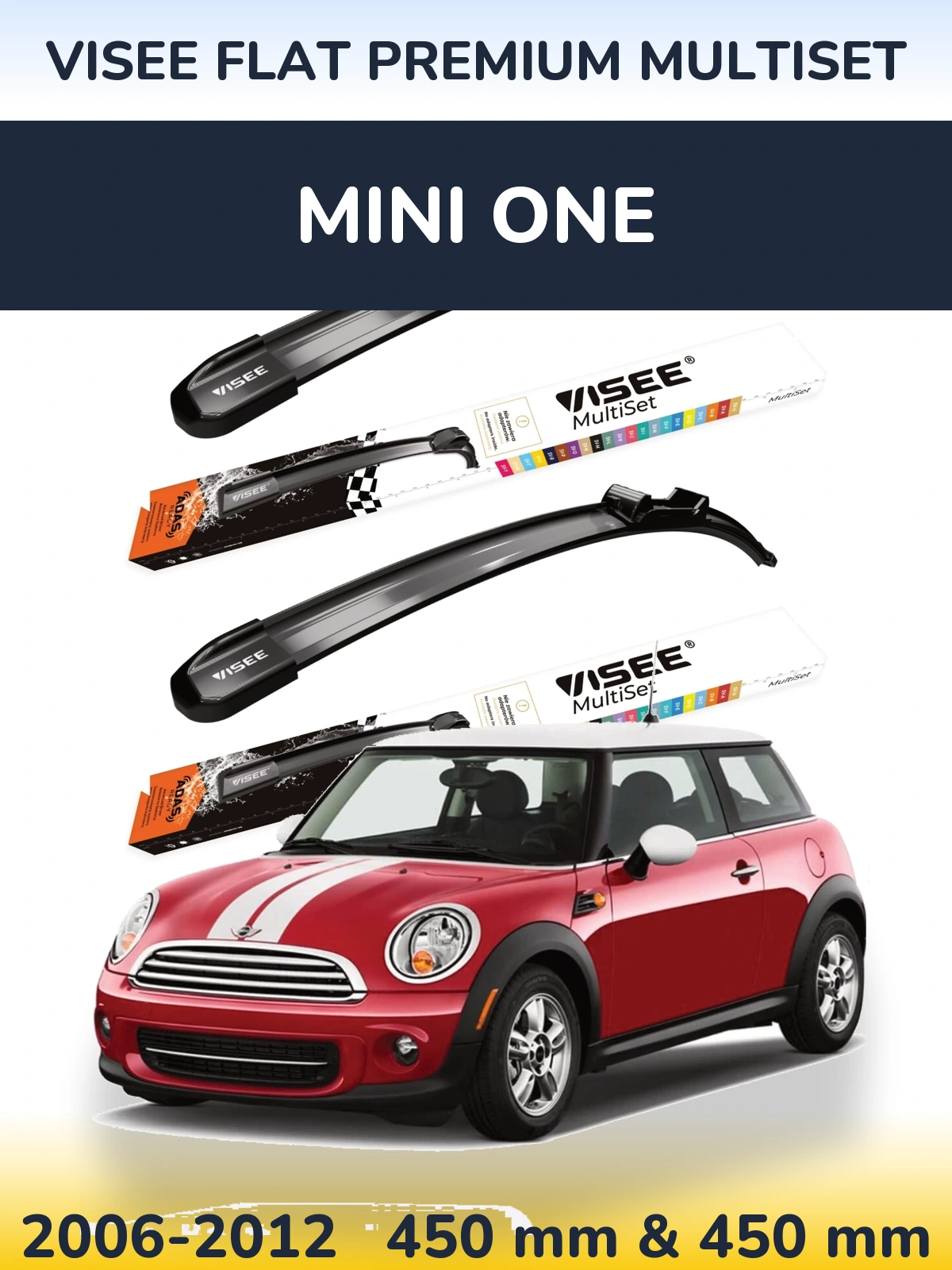 Комплект передних дворников VISEE FLAT PREMIUM MultiSet 450 & 450 мм для MINI One 2006-2012