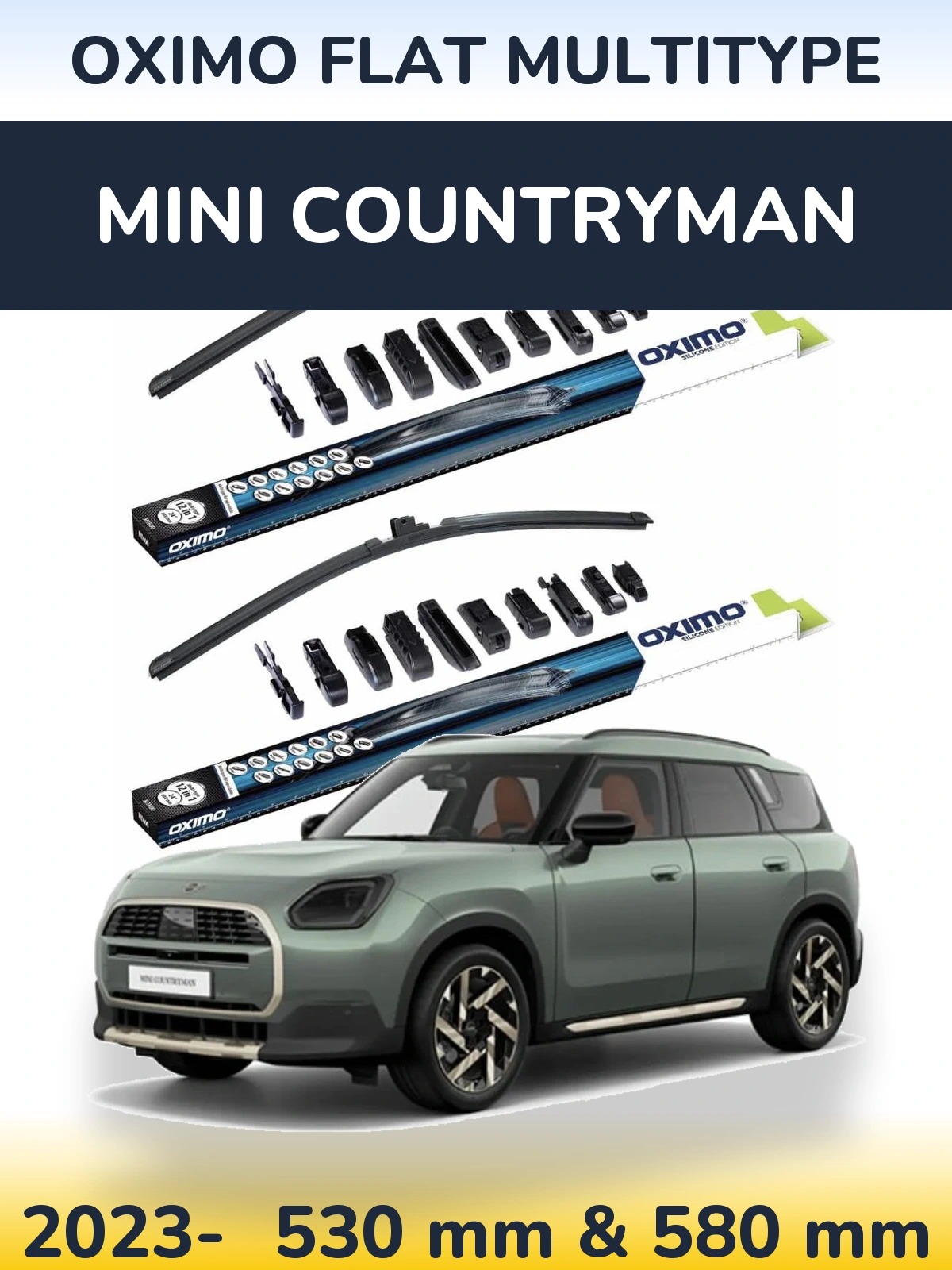 Комплект передних дворников Oximo Flat MultiТипe 530 & 580 мм для MINI Countryman 2023-2026