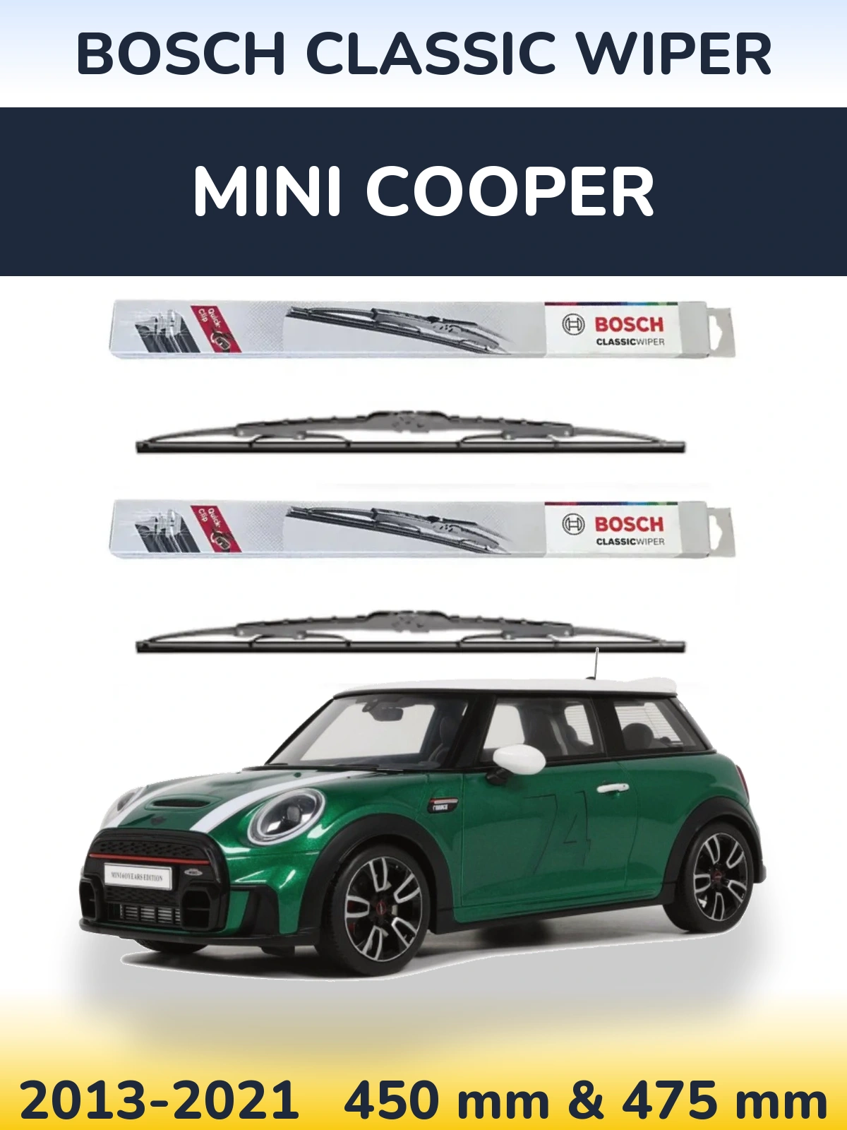 Комплект передних дворников BOSCH Classic Wiper 450 & 475 мм для MINI Cooper 2013-2021