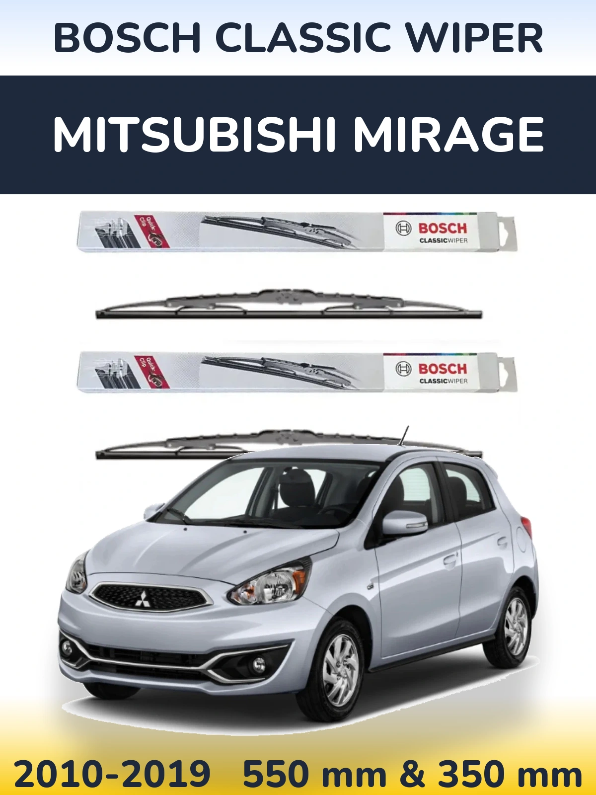 Комплект передних дворников BOSCH Classic Wiper 550 & 340 мм для Mitsubishi Mirage 2010-2019