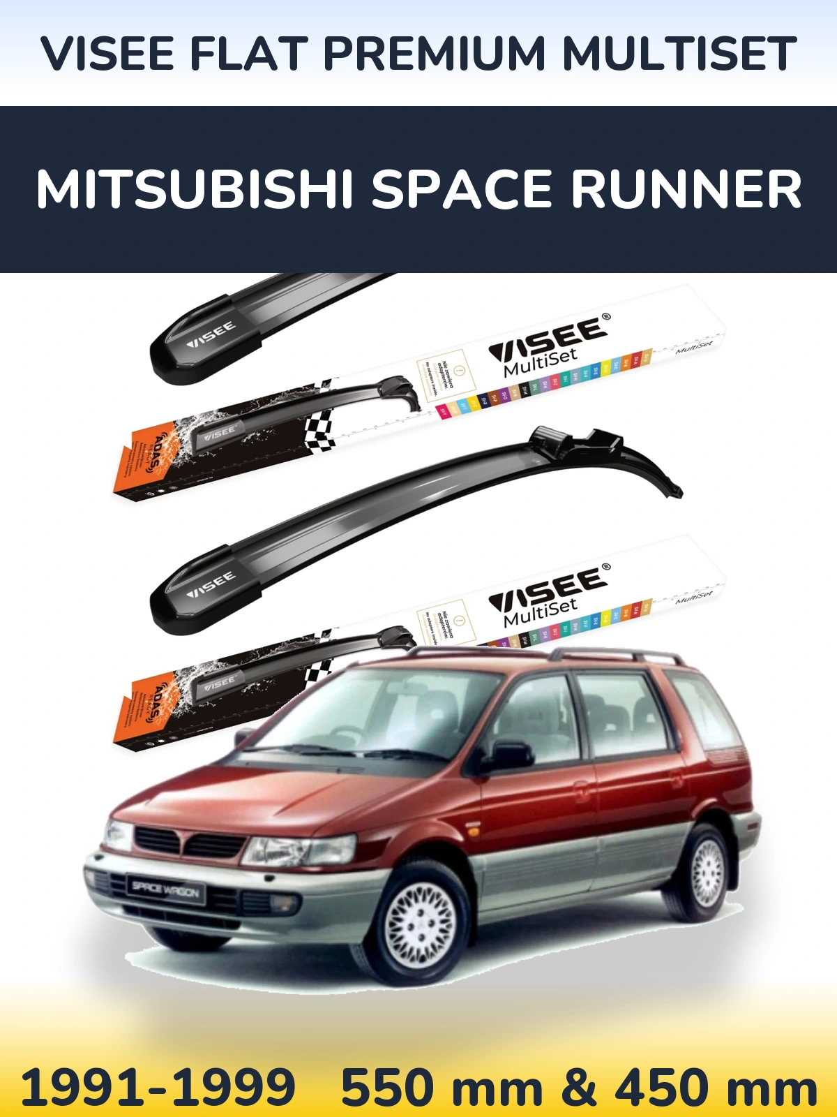 Ștergătoare VISEE FLAT PREMIUM MultiSet pentru Mitsubishi Space Runner