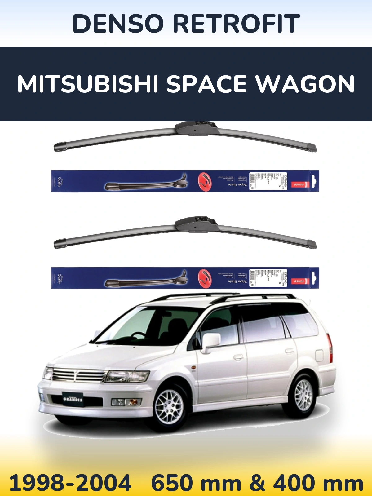Комплект передніх щіток Denso Retrofit 650 & 400 мм для Mitsubishi Space Wagon 1998-2004
