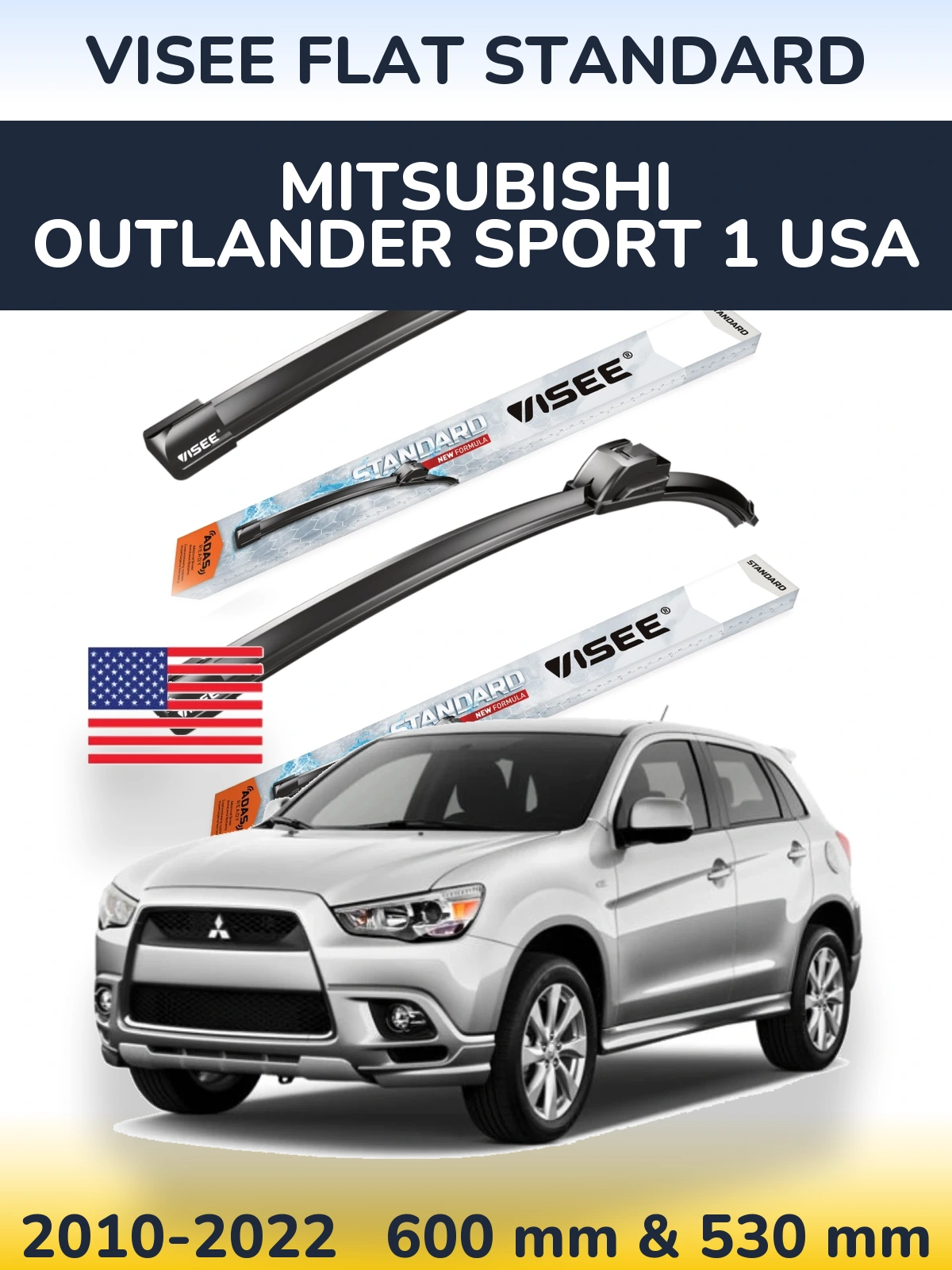 Ștergătoare VISEE FLAT STANDARD pentru Mitsubishi Outlander Sport 1 USA