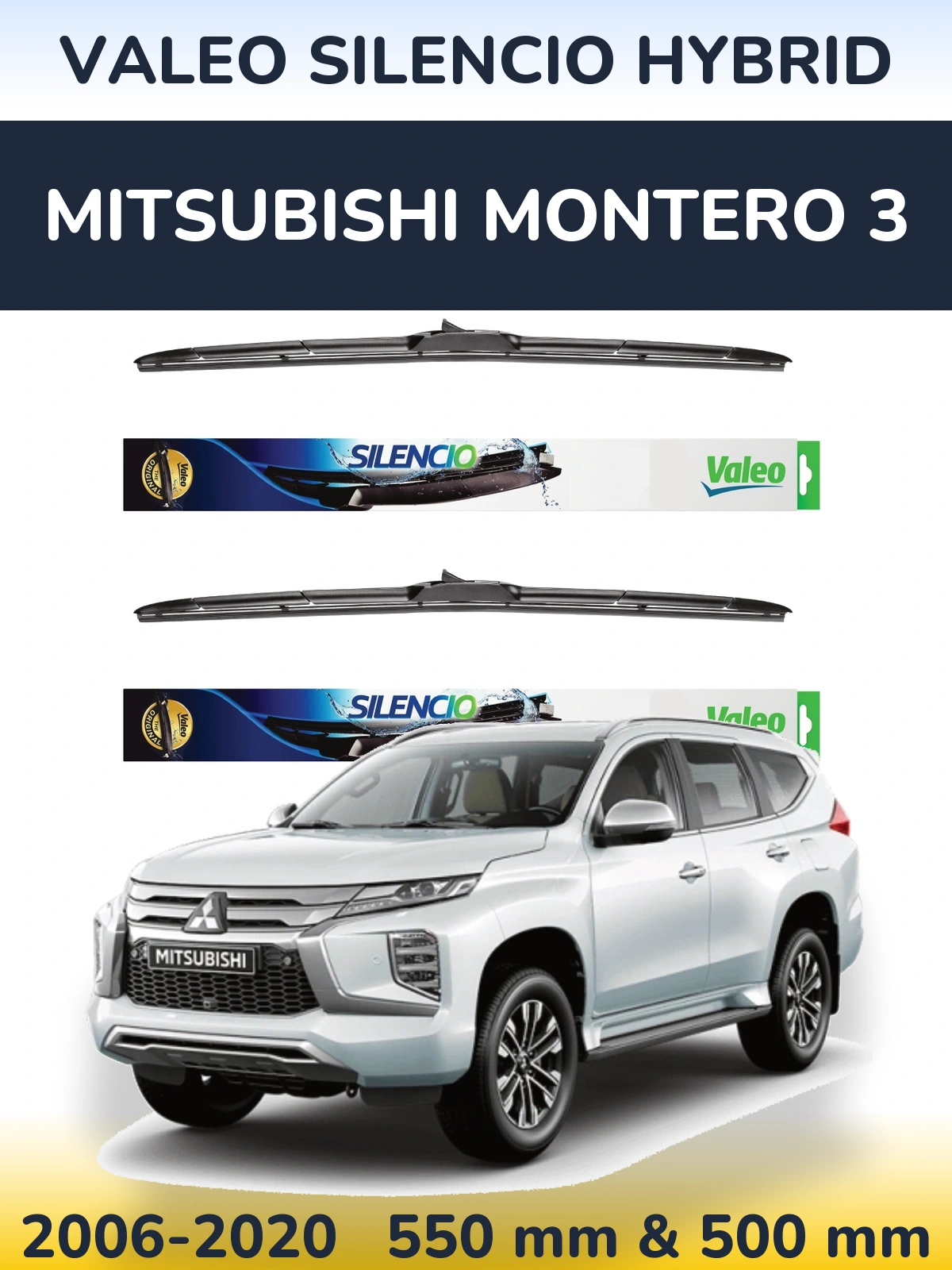 Комплект передних дворников Valeo Silencio Hybrid 550 & 500 мм для Mitsubishi Montero 3 2006-2020