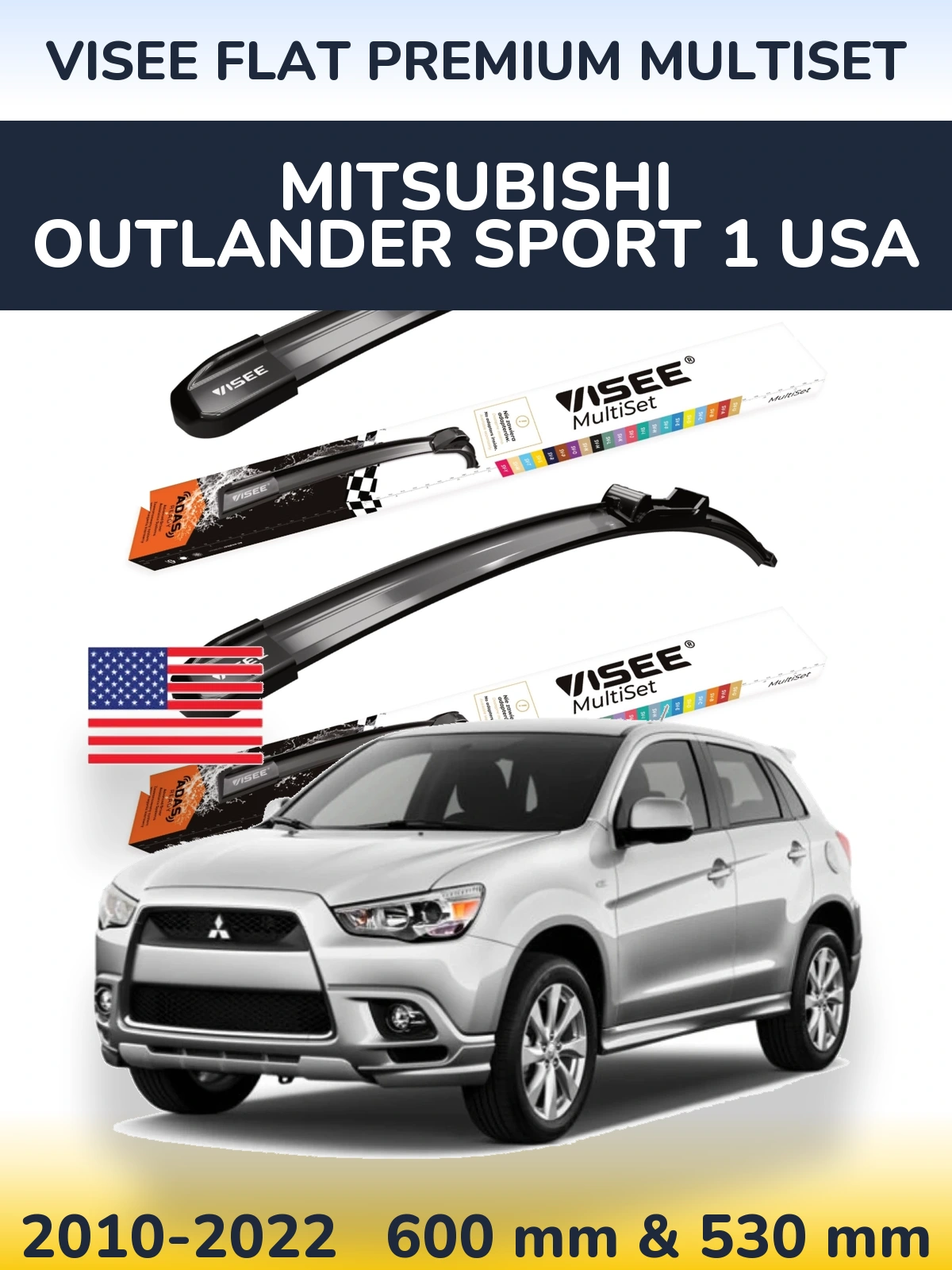 Ștergătoare VISEE FLAT PREMIUM MultiSet pentru Mitsubishi Outlander Sport 1 USA