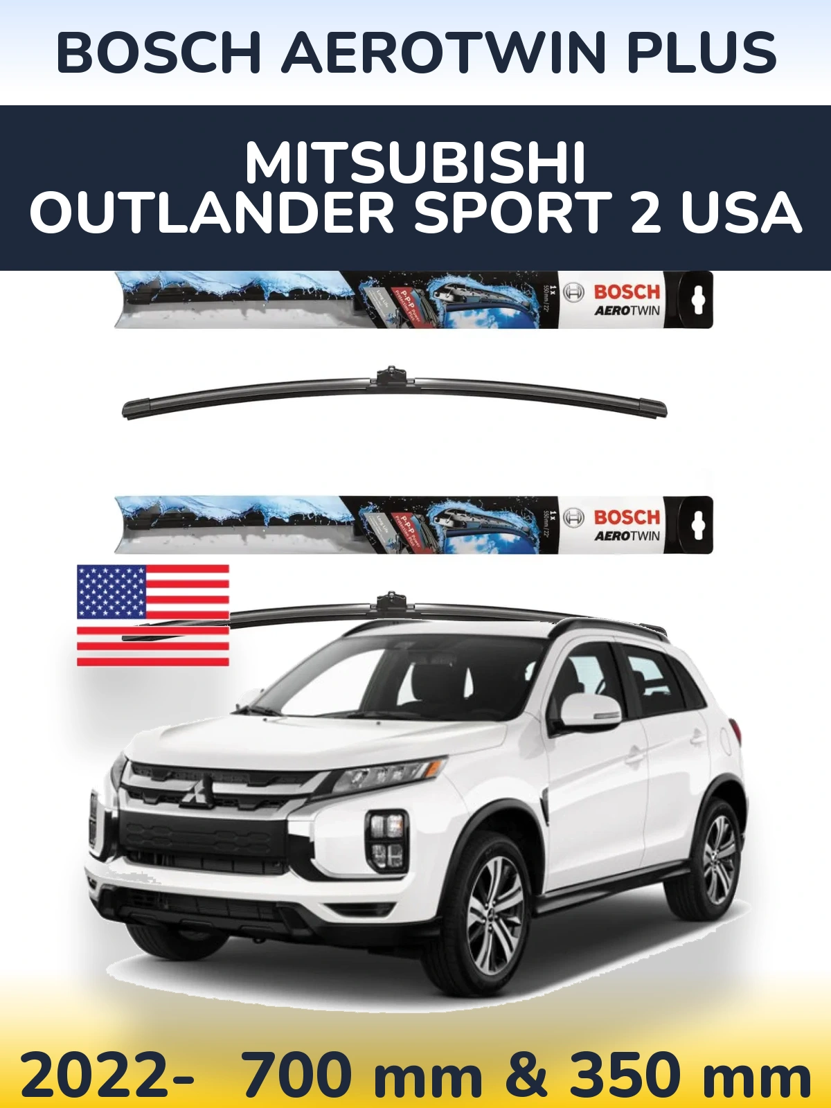 Ștergătoare BOSCH AeroTwin Plus pentru Mitsubishi Outlander Sport 2 USA