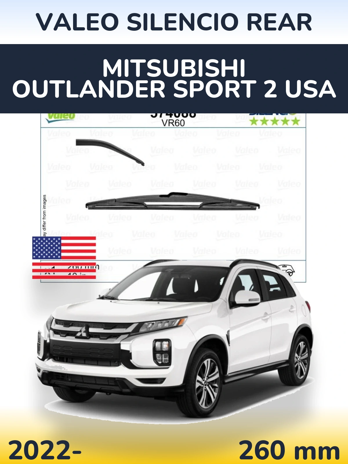 Ștergătoare Valeo Silencio Rear pentru Mitsubishi Outlander Sport 2 USA