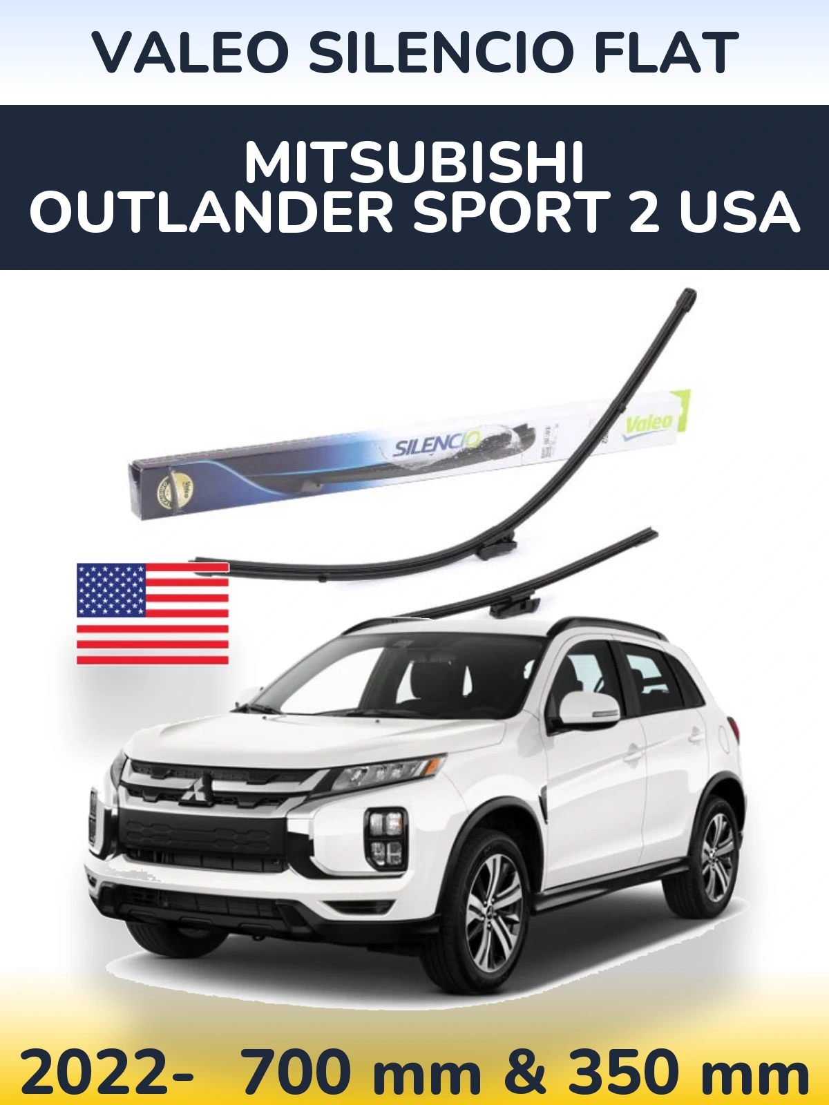 Ștergătoare Valeo Silencio Flat pentru Mitsubishi Outlander Sport 2 USA