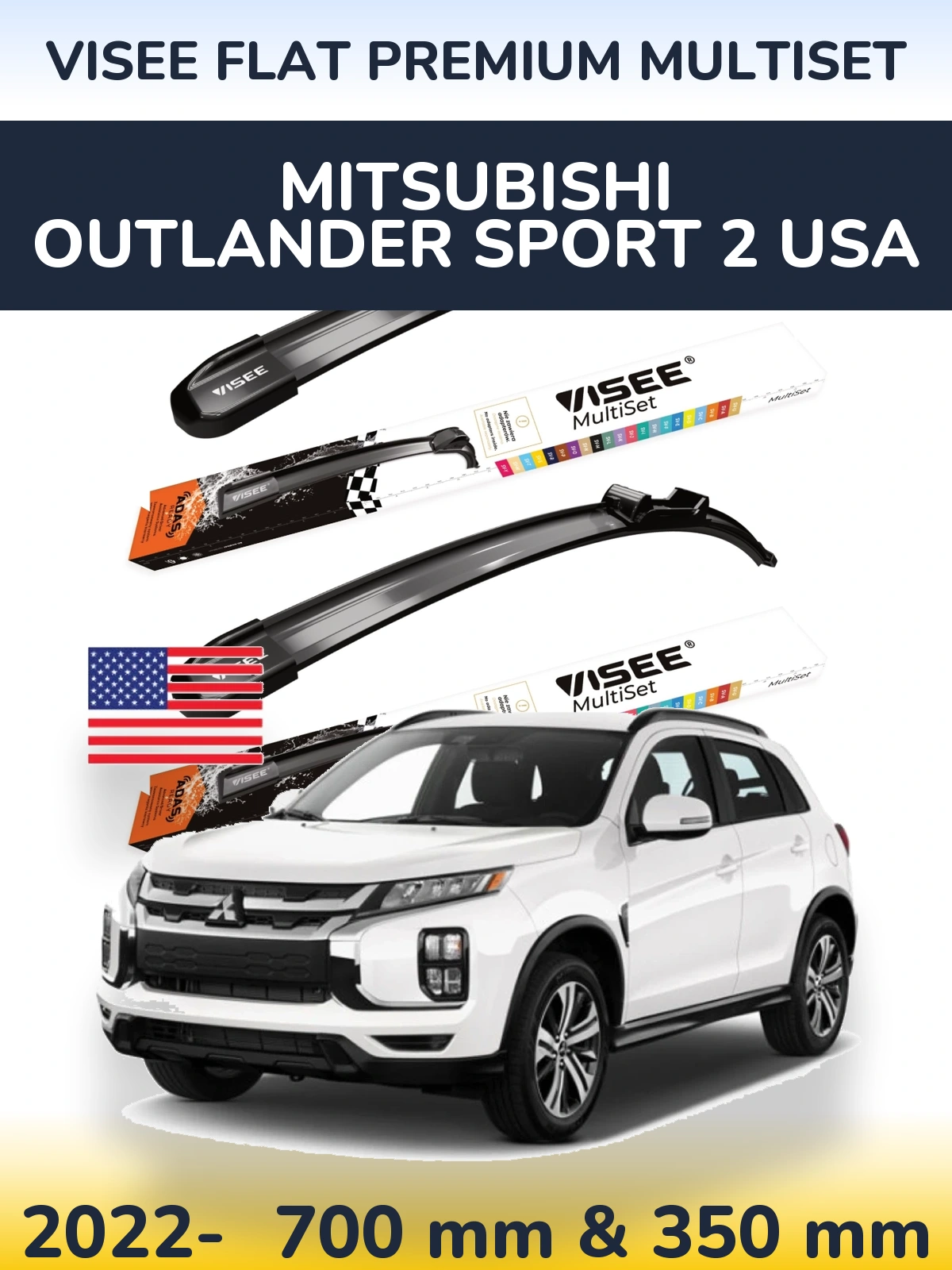 Ștergătoare VISEE FLAT PREMIUM MultiSet pentru Mitsubishi Outlander Sport 2 USA