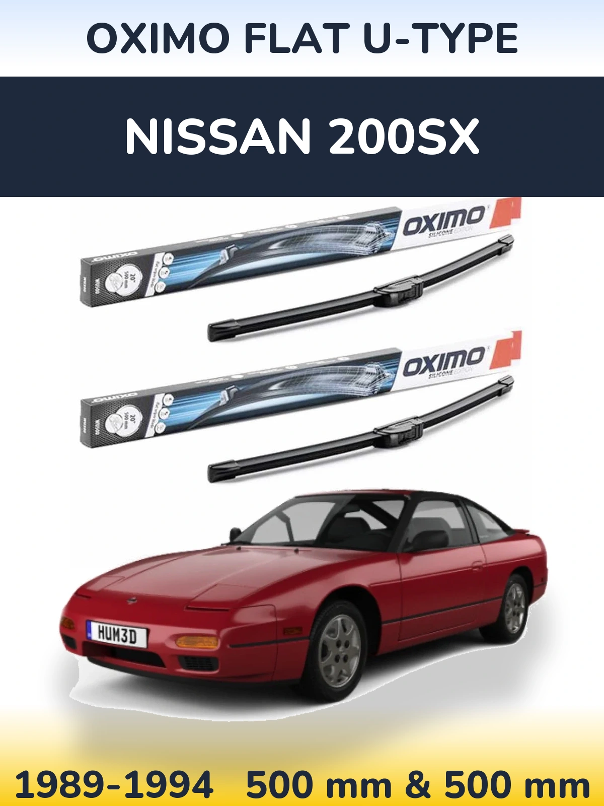 Комплект передніх щіток Oximo Flat U-type 500 & 500 мм для Nissan 200SX 1989-1994