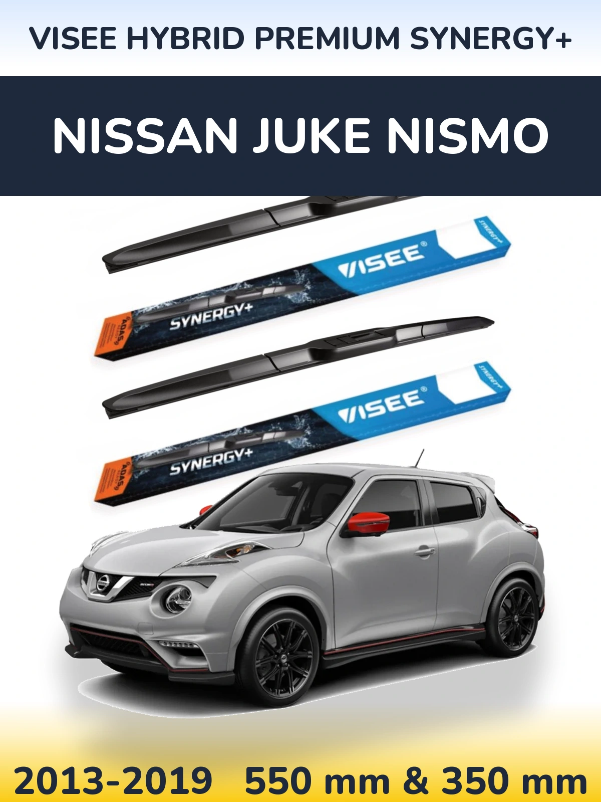 Комплект передних дворников VISEE HYBRID PREMIUM SYNERGY+ 550 & 350 мм для Nissan Juke Nismo 2013-2019