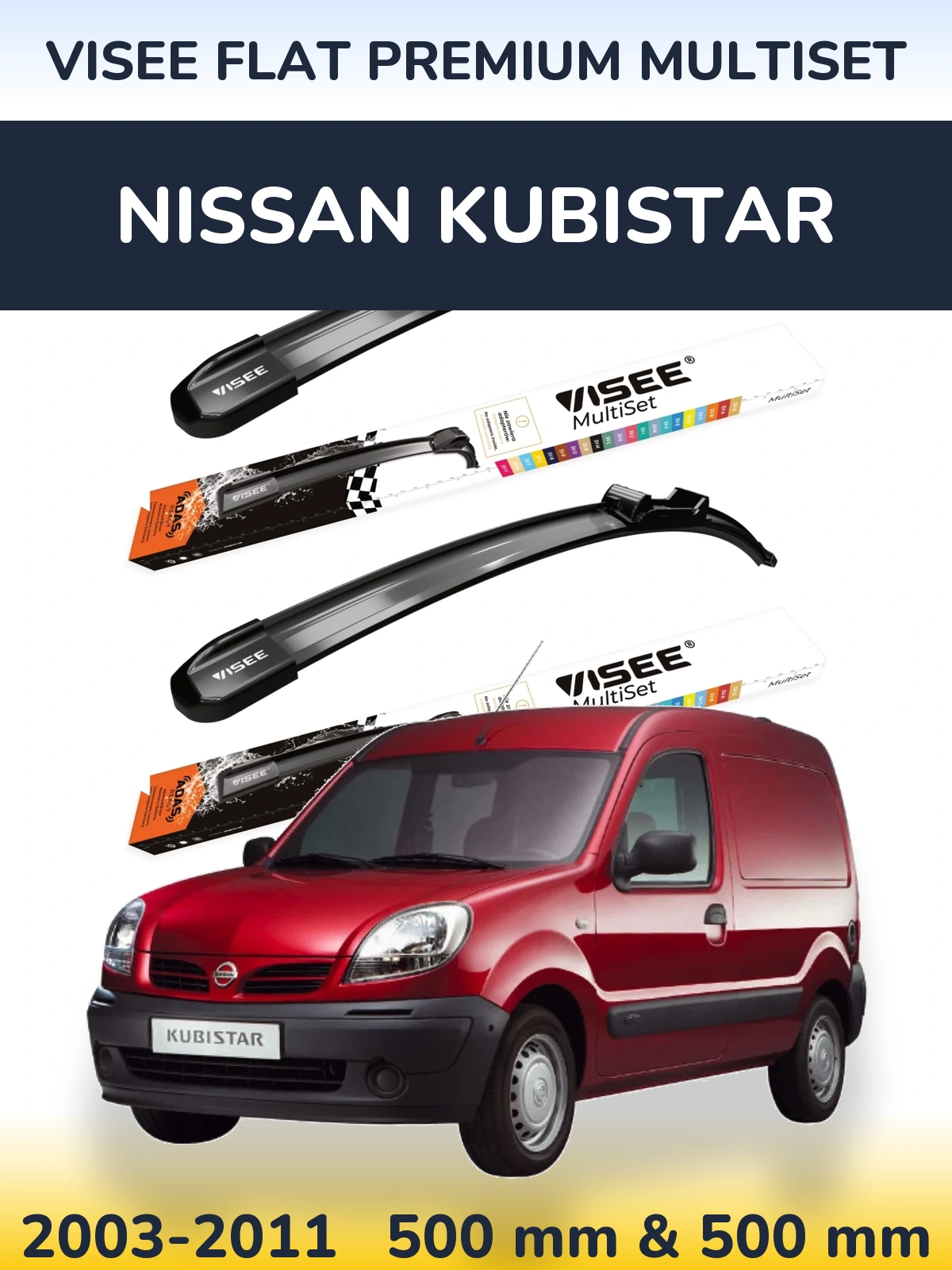 Ștergătoare VISEE FLAT PREMIUM MultiSet pentru Nissan Kubistar