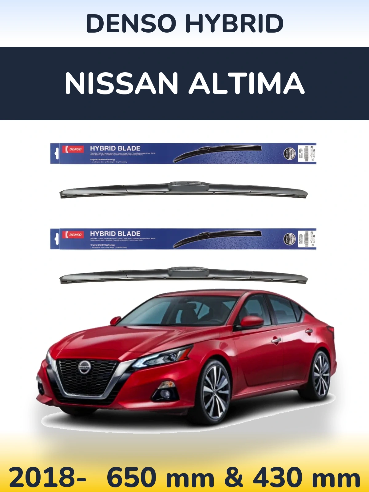 Комплект передних дворников Denso Hybrid 650 & 430 мм для Nissan Altima 2018-2026