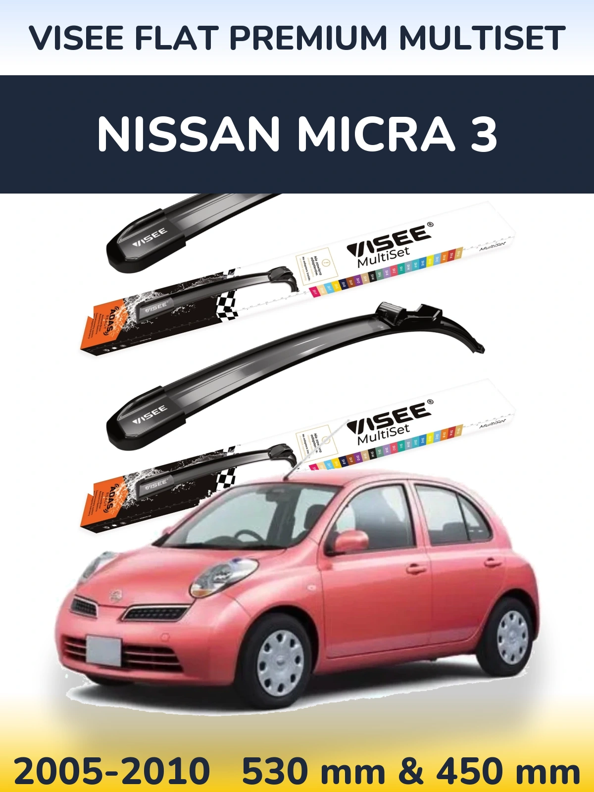 Ștergătoare VISEE FLAT PREMIUM MultiSet pentru Nissan Micra 3