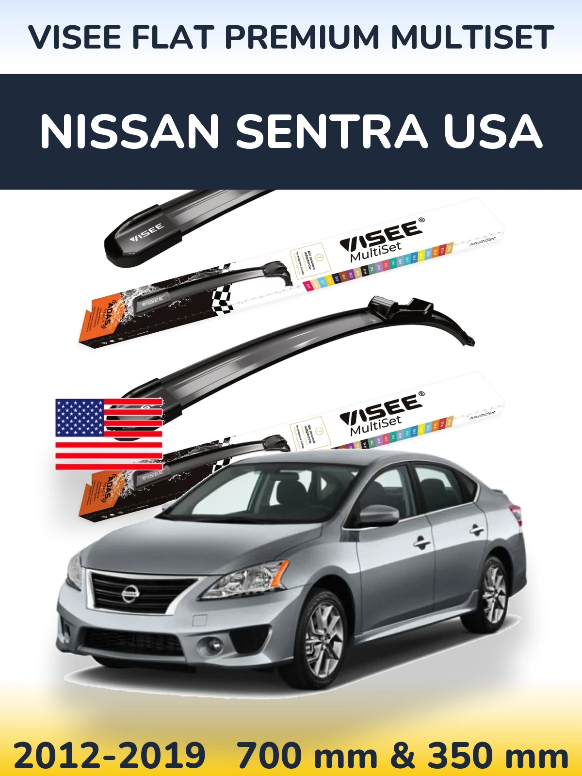 Ștergătoare VISEE FLAT PREMIUM MultiSet pentru Nissan Sentra USA