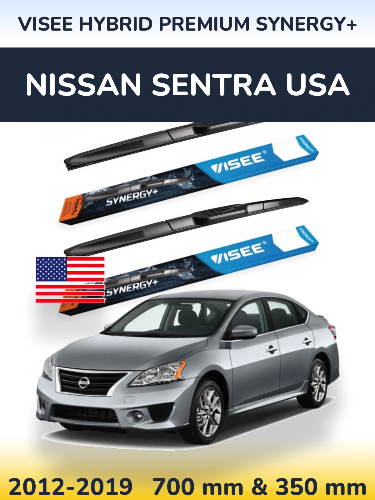 Ștergătoare VISEE HYBRID PREMIUM SYNERGY+ pentru Nissan Sentra USA