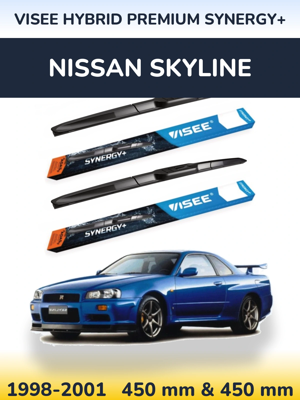 Комплект передних дворников VISEE HYBRID PREMIUM SYNERGY+ 450 & 450 мм для Nissan Skyline 1998-2001