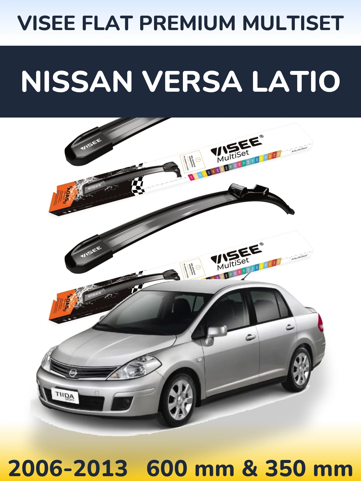 Ștergătoare VISEE FLAT PREMIUM MultiSet pentru Nissan Versa Latio