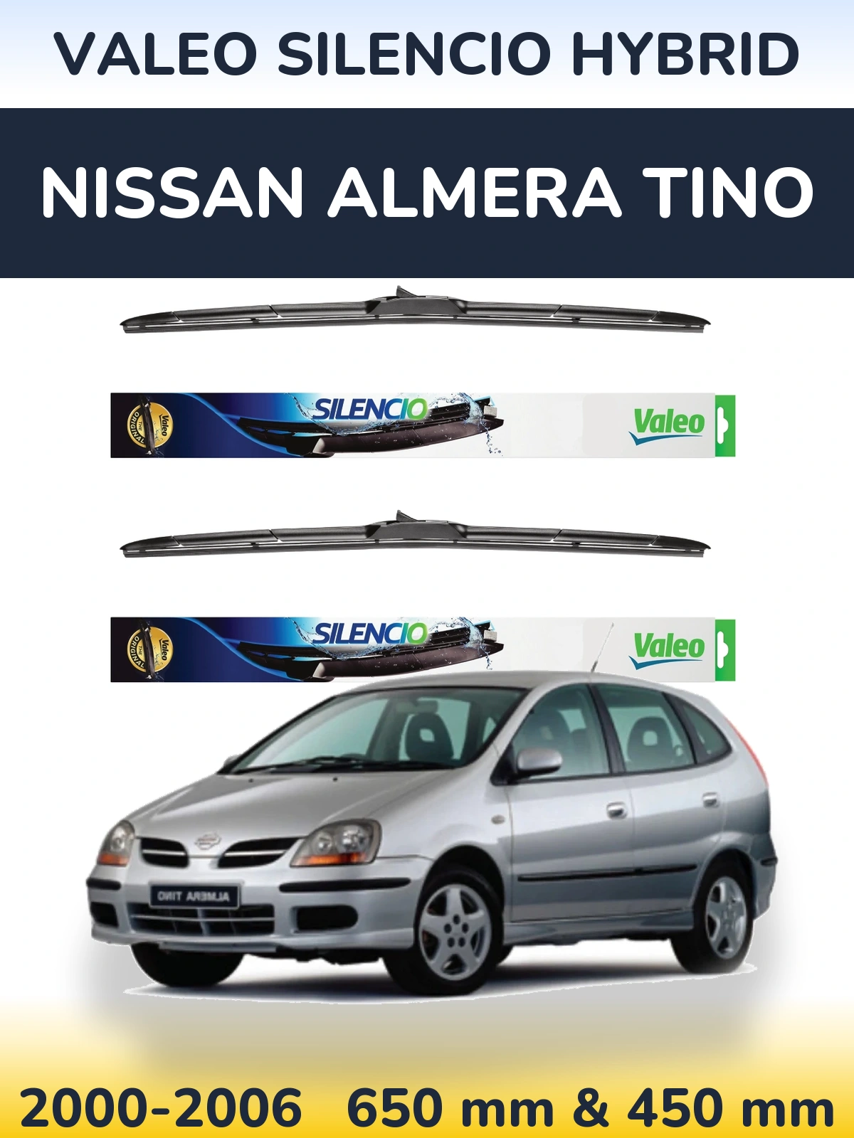 Ștergătoare Valeo Silencio Hybrid pentru Nissan Almera Tino