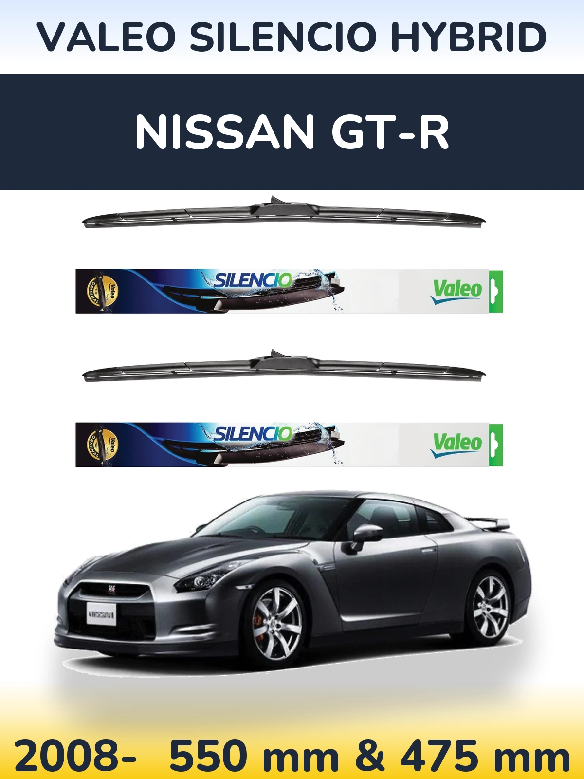 Ștergătoare Valeo Silencio Hybrid pentru Nissan GT-R