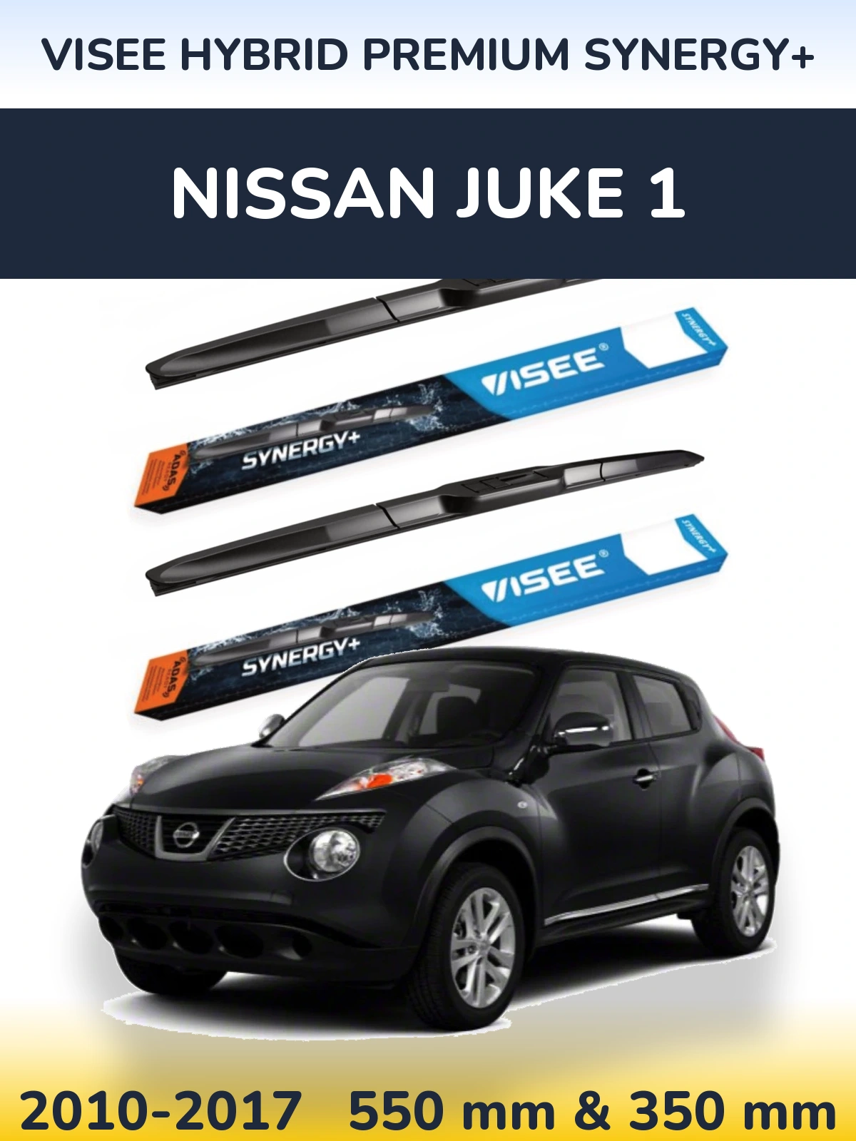 Комплект передних дворников VISEE HYBRID PREMIUM SYNERGY+ 550 & 350 мм для Nissan Juke 1 2010-2017