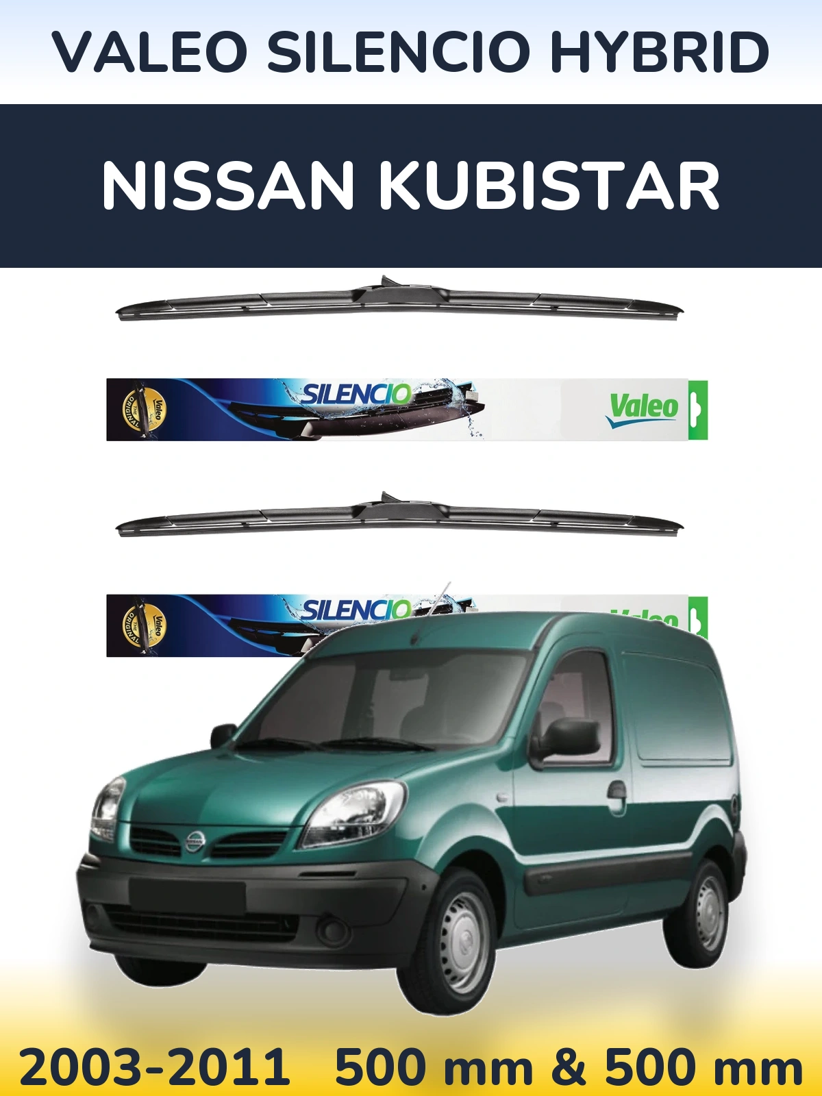 Ștergătoare Valeo Silencio Hybrid pentru Nissan Kubistar