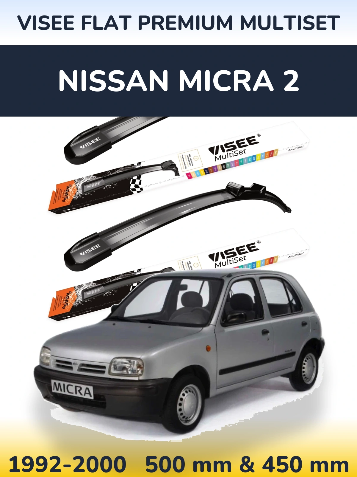 Ștergătoare VISEE FLAT PREMIUM MultiSet pentru Nissan Micra 2