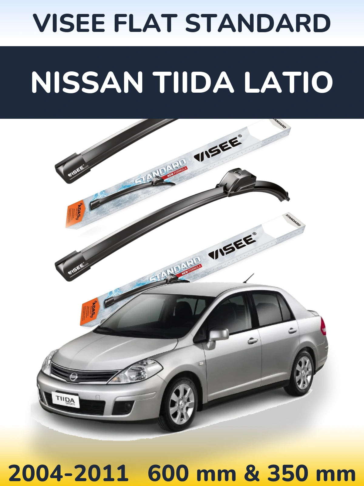 Ștergătoare VISEE FLAT STANDARD pentru Nissan Tiida Latio