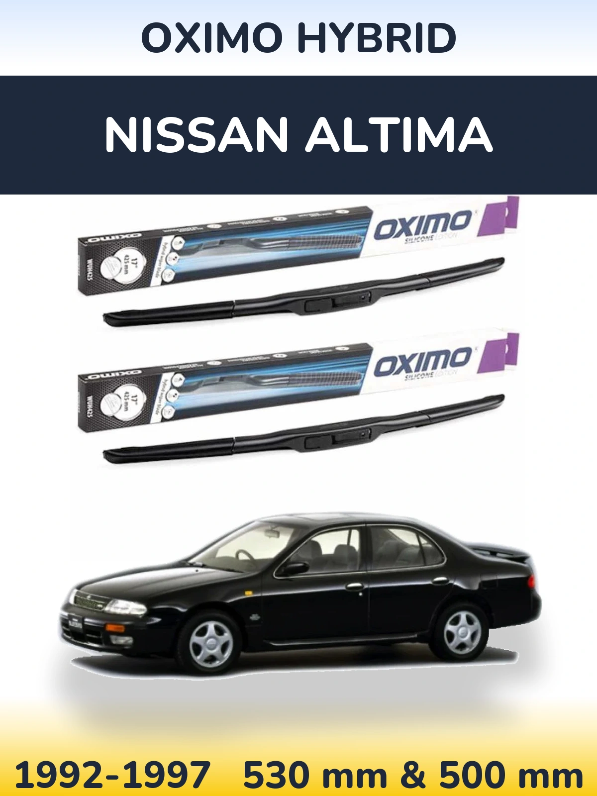 Front wiper blade set Oximo Hybrid 530 & 500 mm for Nissan Altima 1992-1997