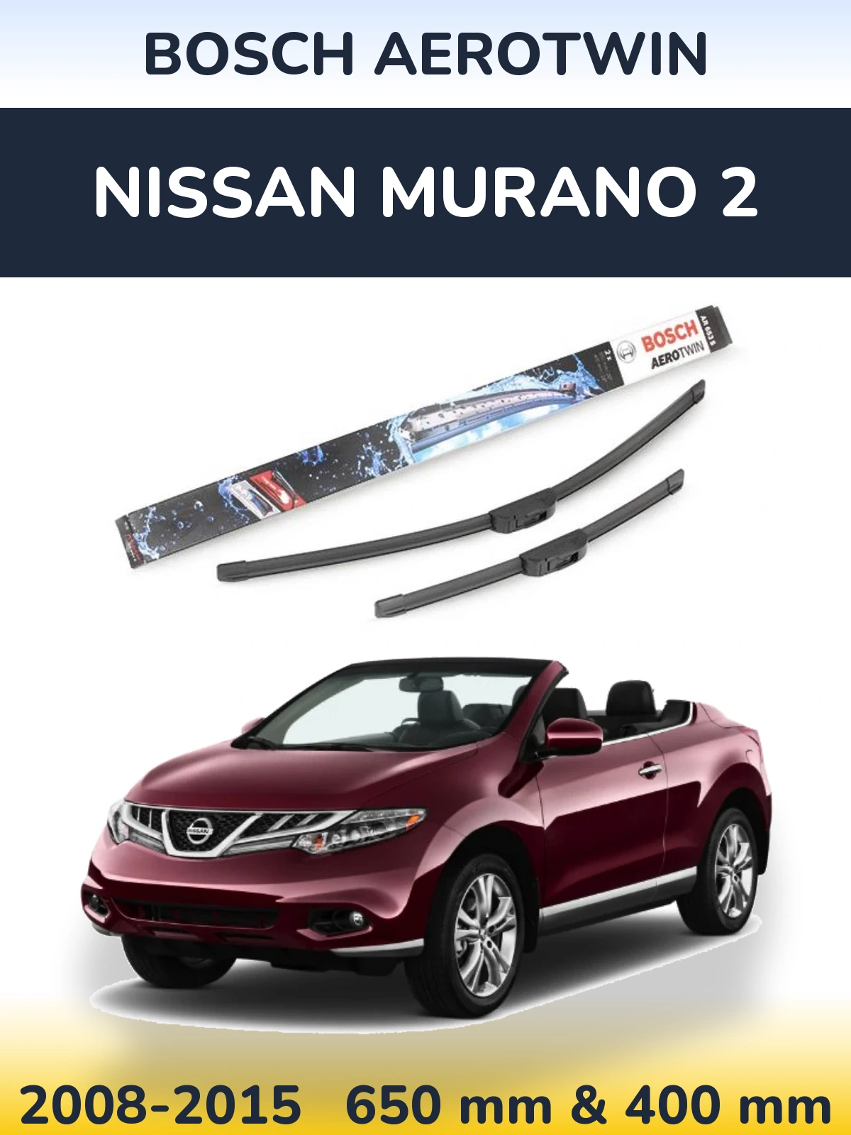 Комплект передних дворников BOSCH AeroTwin 650 & 400 мм для Nissan Murano 2 2008-2015